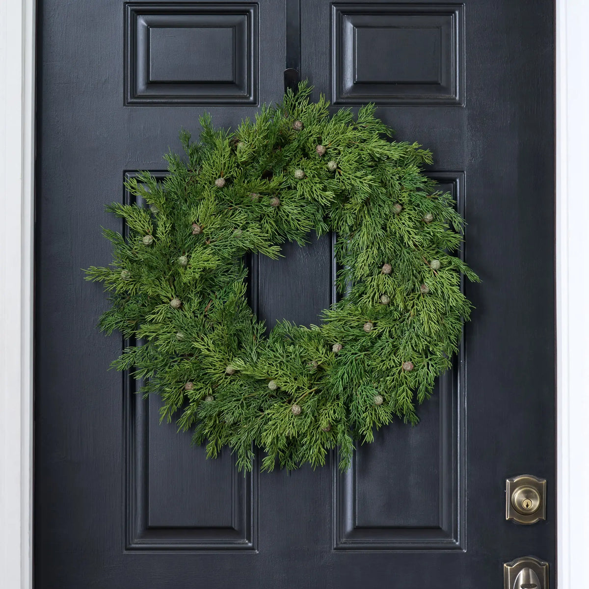 Seeding Real Touch Juniper Berry Faux Greenery Front Door Mantle