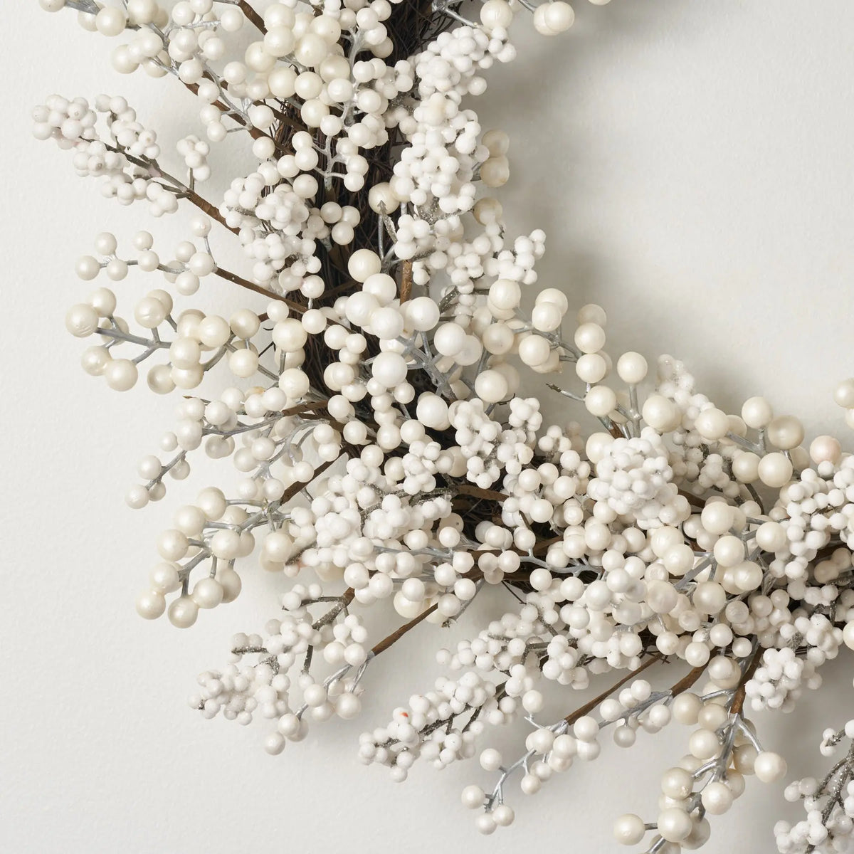 White ❅*°  ミニクリスマスリース★｡.*2022 Waterproof Winter White Pearl Berry Christmas Holiday Front Door