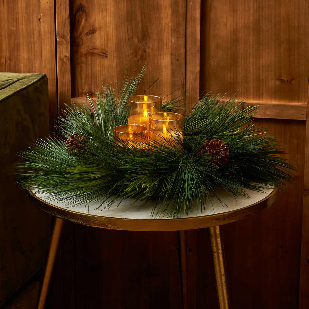 Deluxe Long Needle Pine & Pinecone Faux Winter Greenery Holiday Décor