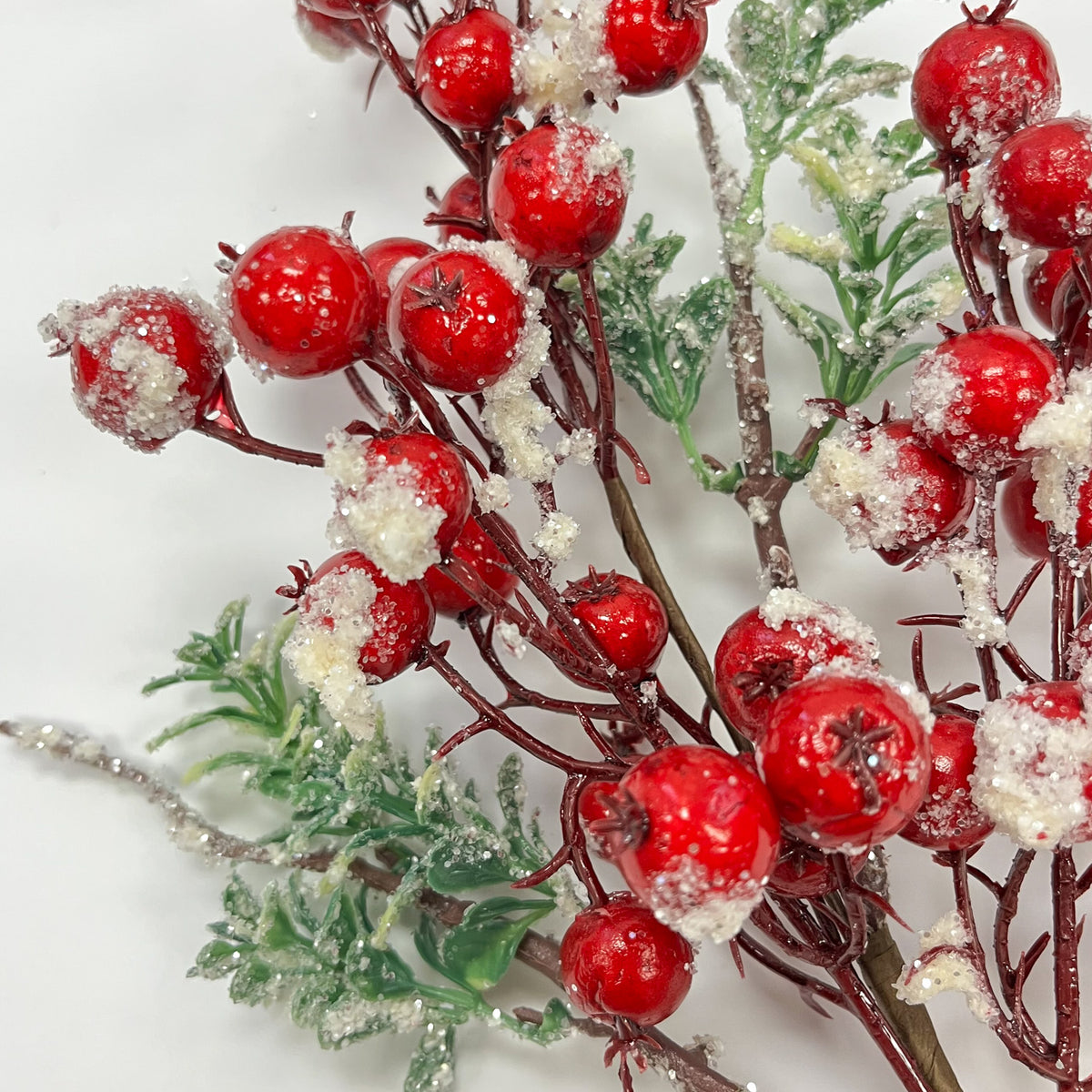 16pc Large Red Berry Pick Stem Faux Snow Flocked DIY Craft Decor Holiday  Wreath