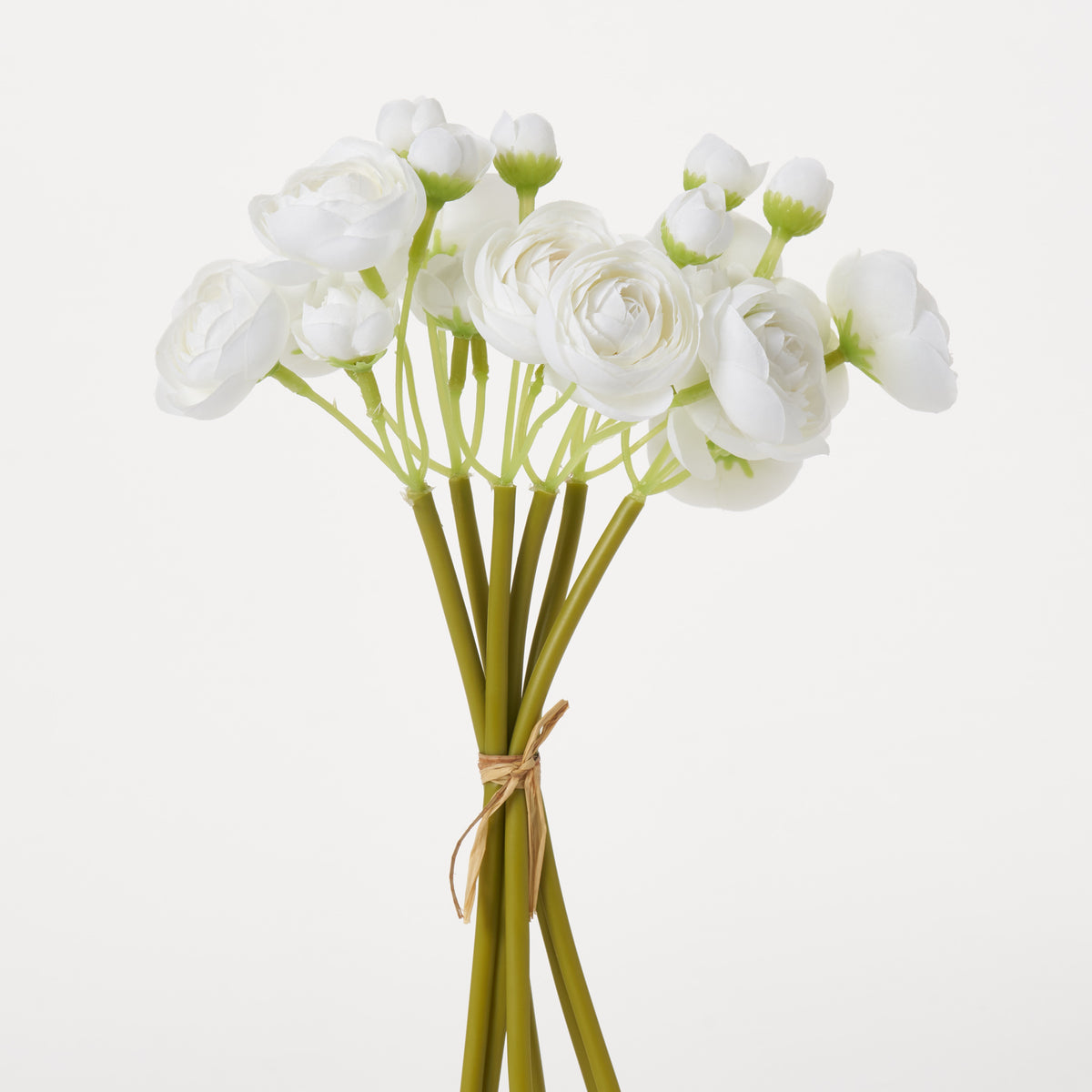 White Mini Silk Ranunculus Faux Floral Stem Bundle Bouquet 11