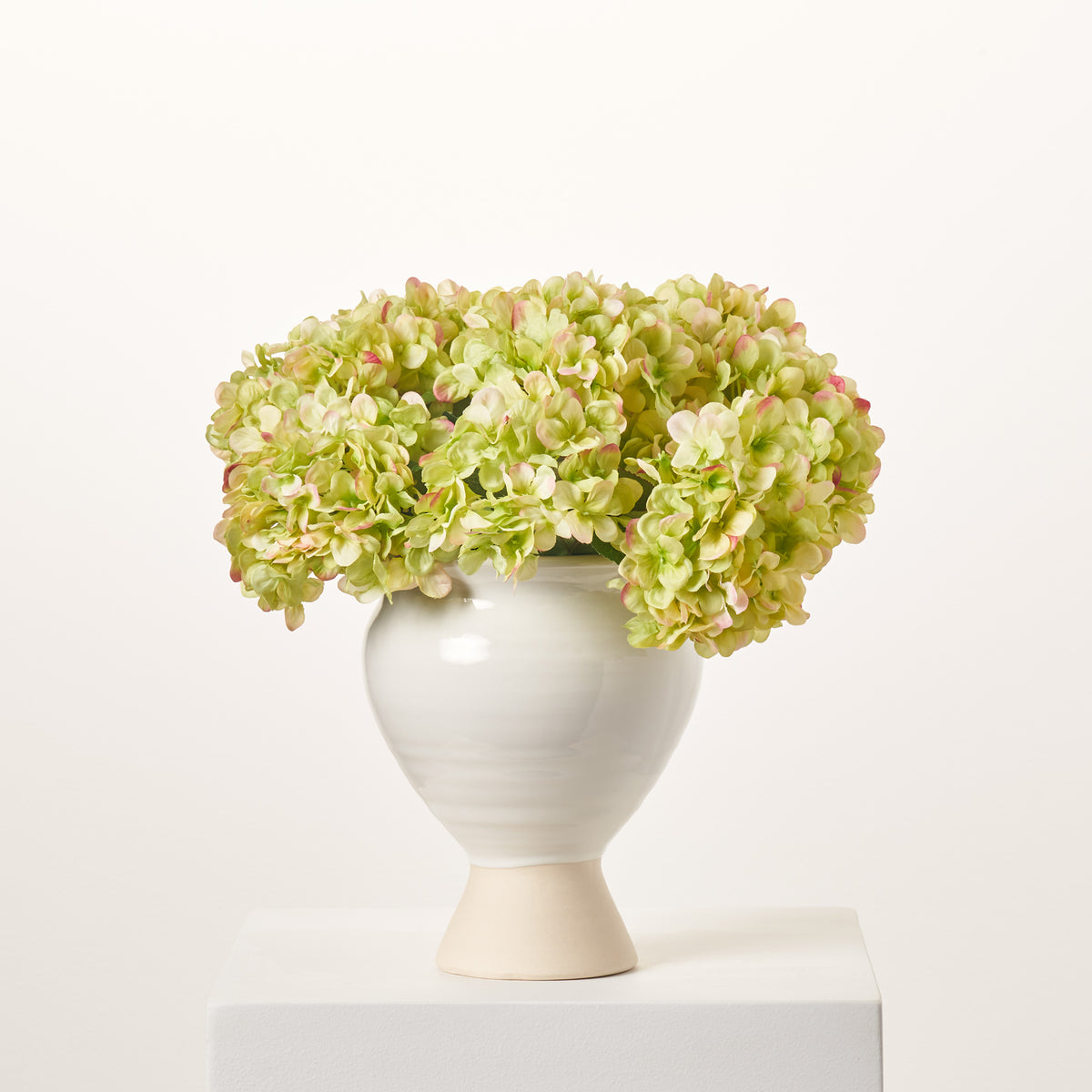 Light Green Limelight Silk Hydrangea Blooms Faux Bush Stem Bouquet 1