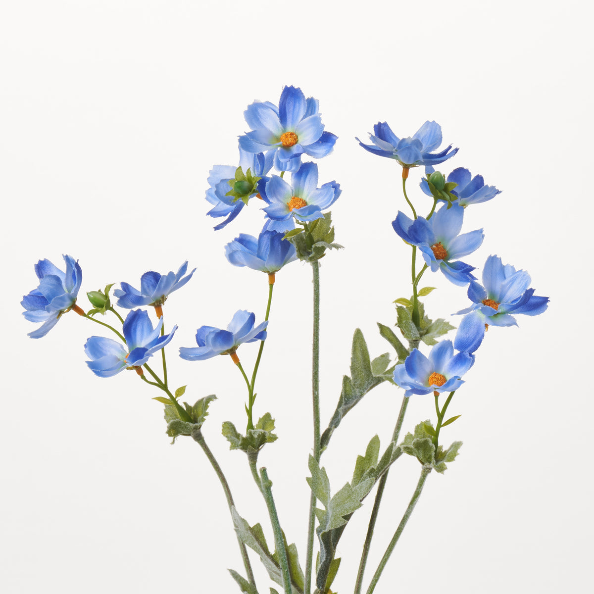 Blue Mini Wildflower Cosmos Pick Single Long Stem Faux Floral