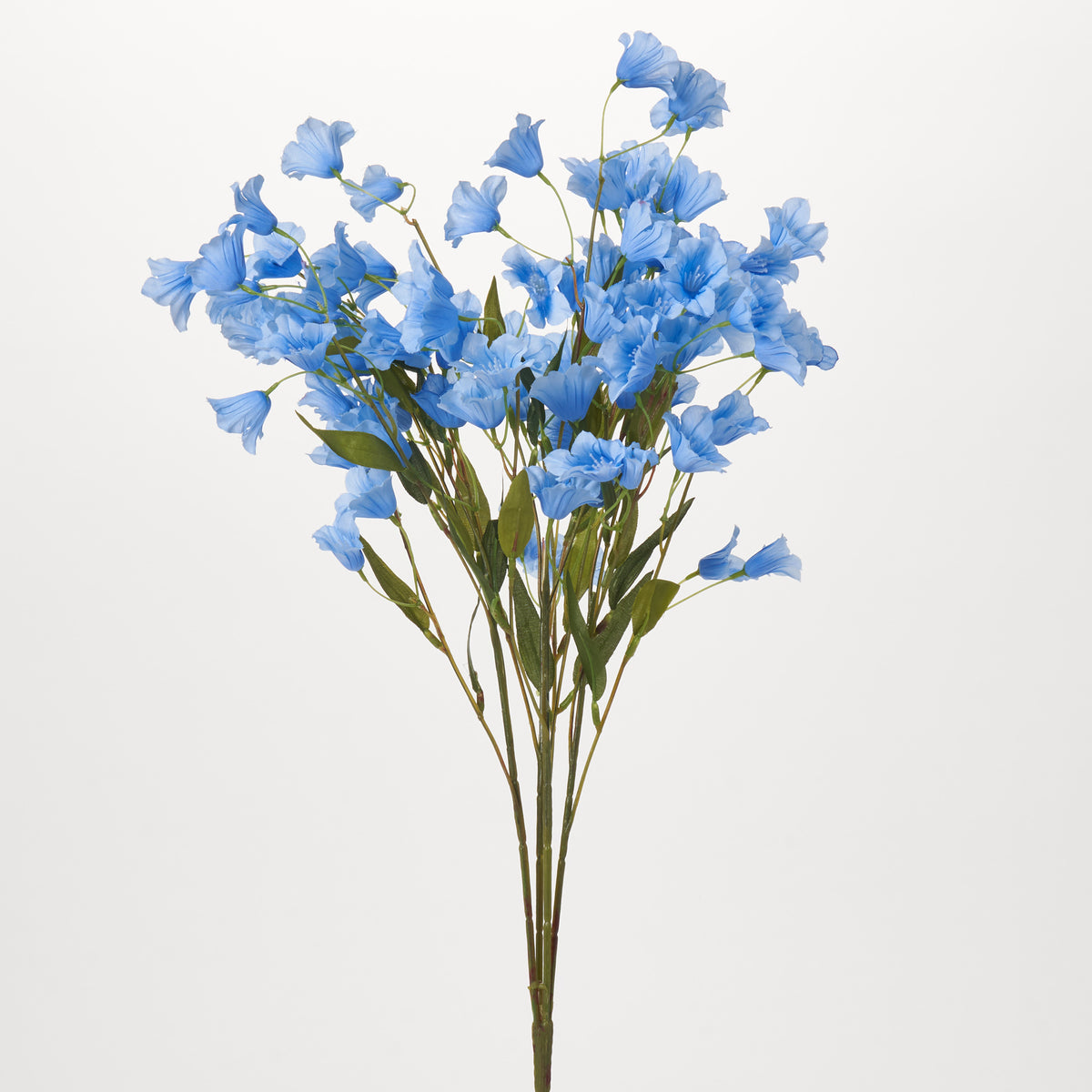 Draping Light Blue Silk Bellflower Faux Floral Stem Bush Bouquet