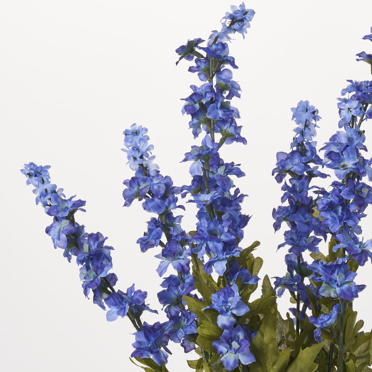 Indigo Blue Silk Larkspur Bush Large Bloom & Foliage Stem Bouquet