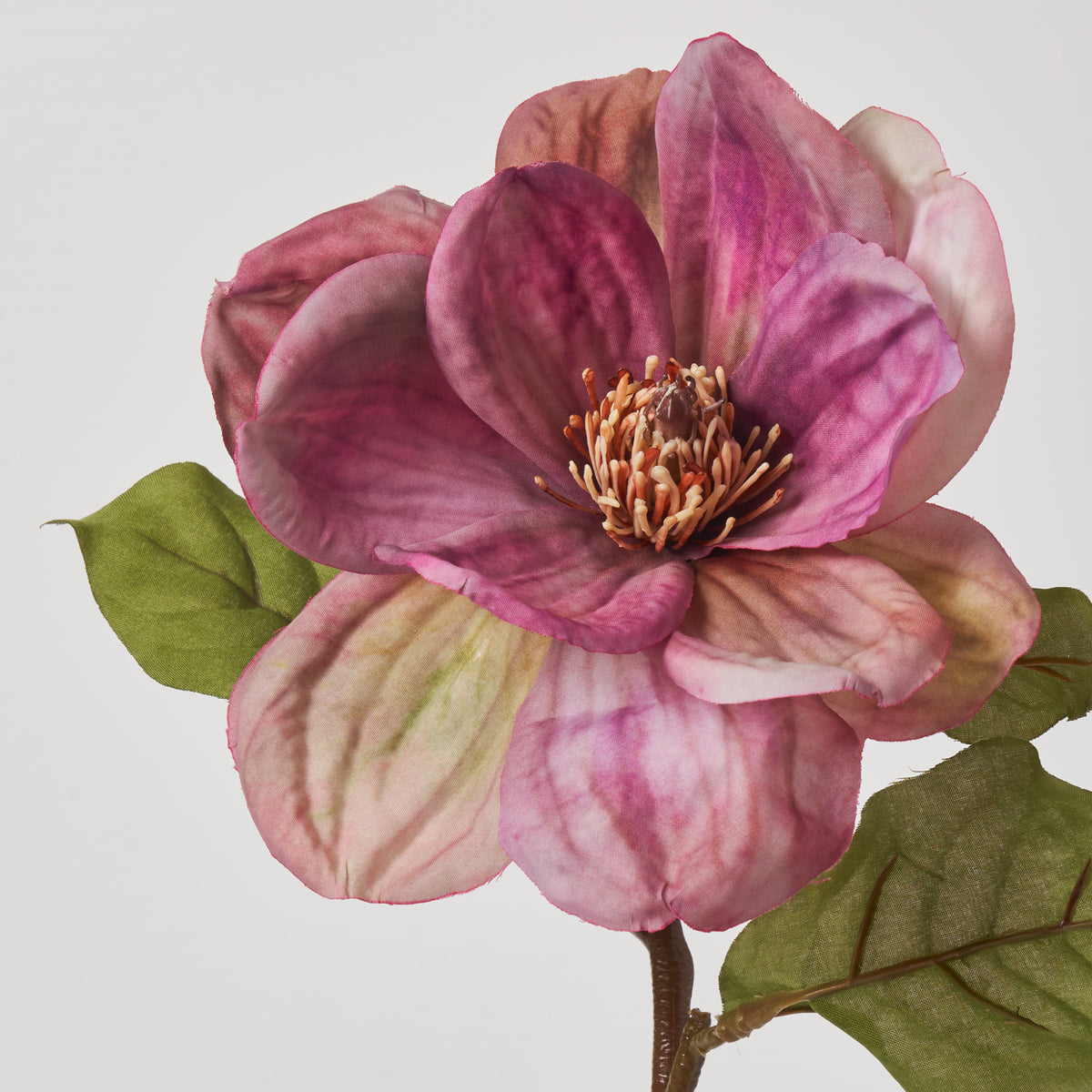 Mauve Pink Magnolia Bloom Single Stem Faux Floral Spray - 27