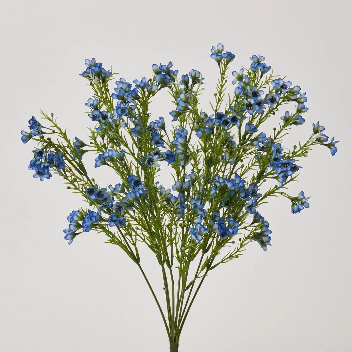 Blue Waxflower Blossoms Faux Stem Bush Bouquet - 18