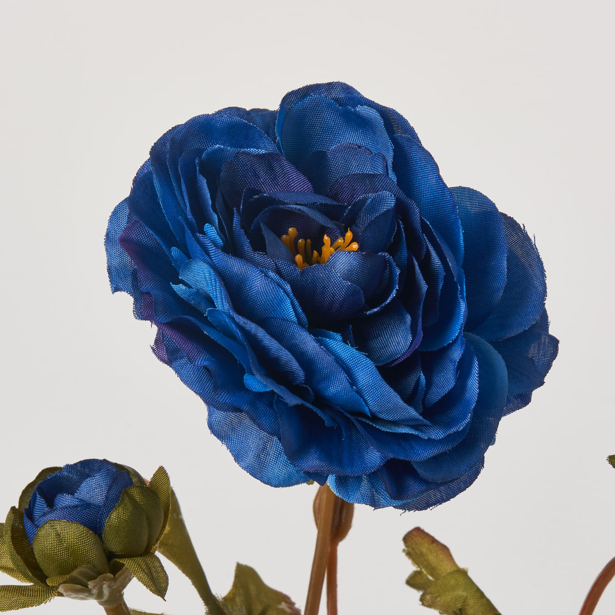 Blooming Dark Blue Ranunculus Spray Single Faux Floral Stem - 26