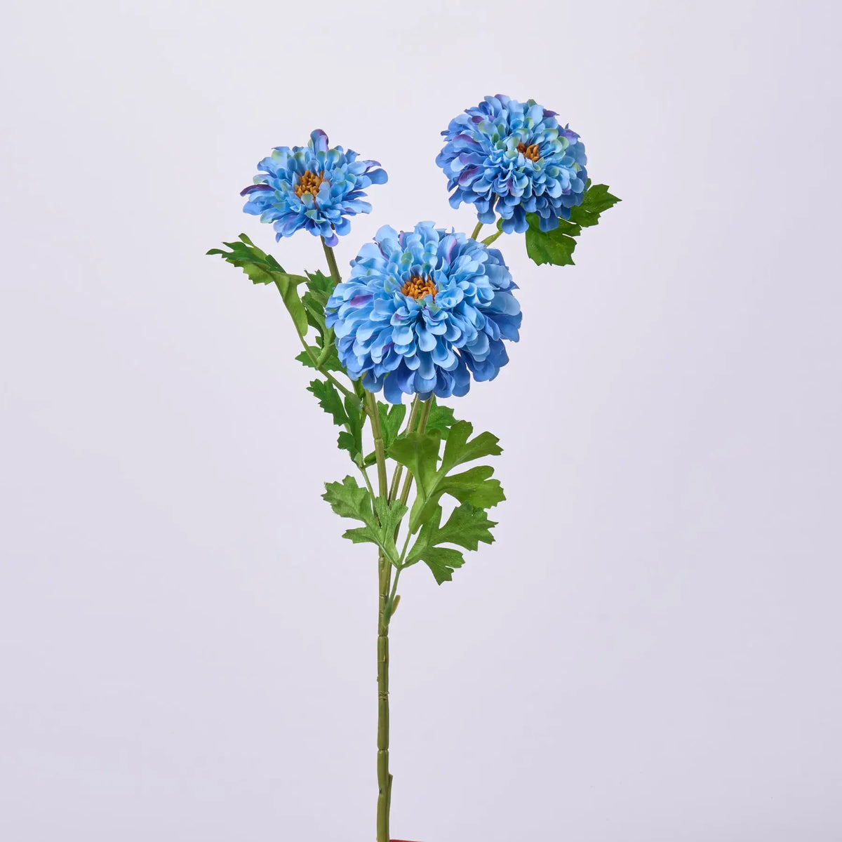 Sky Blue Garden Zinnia Bloom & Bud Spray Single Faux Floral Stem