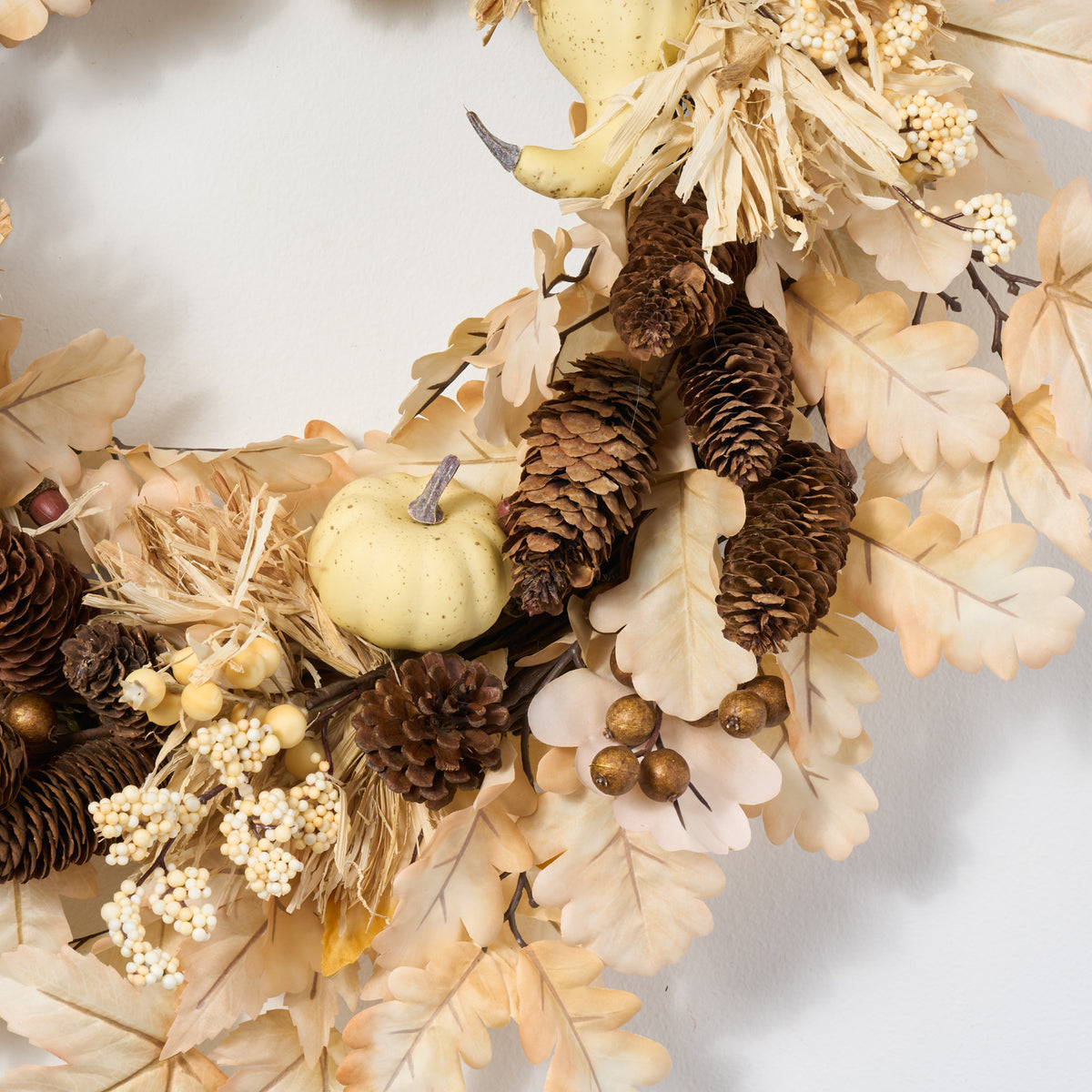 The Last Straw - Beige Leaves with Gourd, Pumpkin & Berry Front  