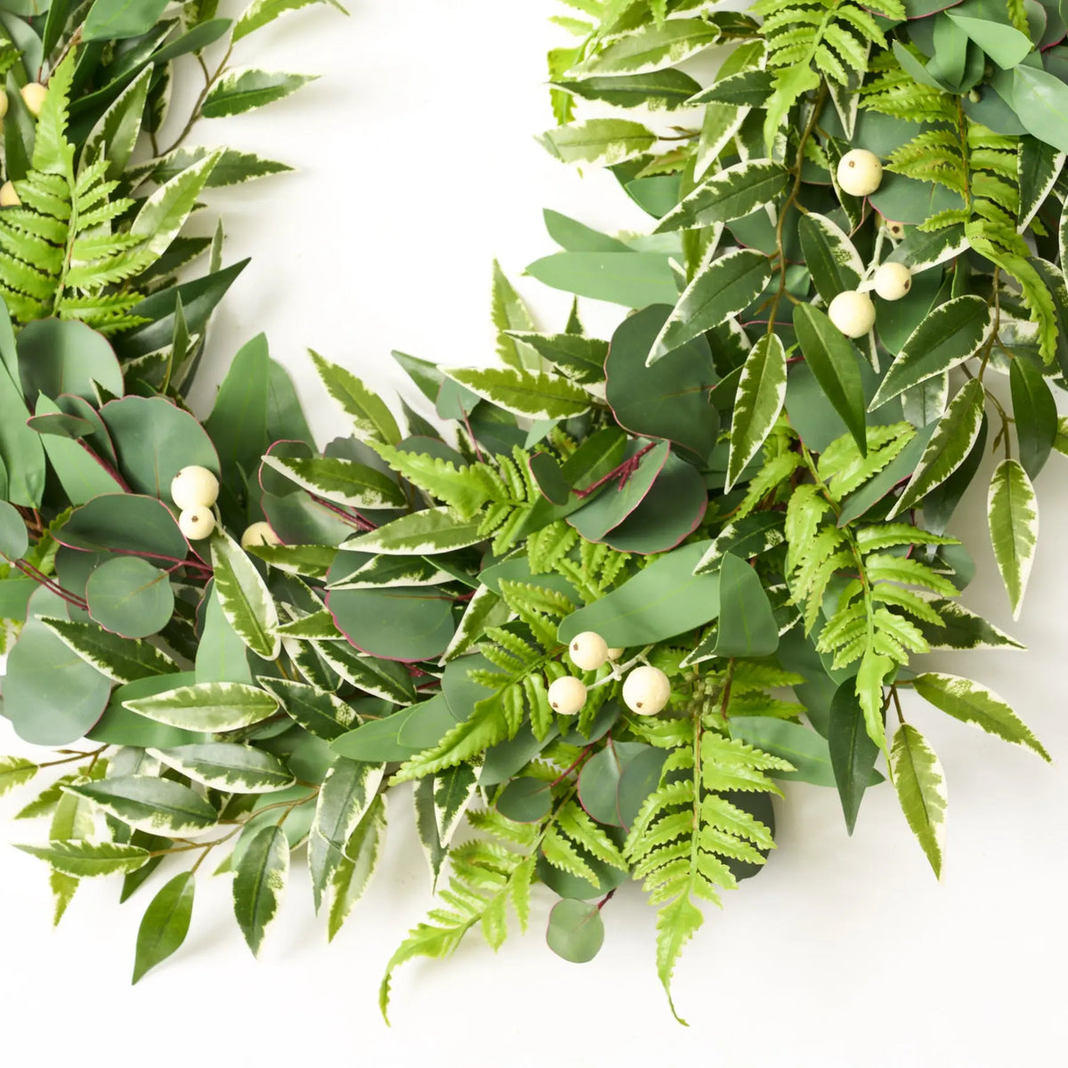 Real Touch Silver Dollar Eucalyptus, Variegated Smilax & Boston