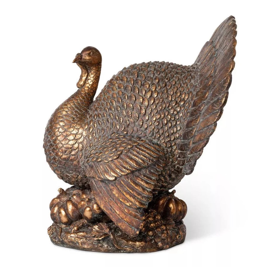 Large Bronzed Thanksgiving Turkey Centerpiece Fall Tabletop Decor