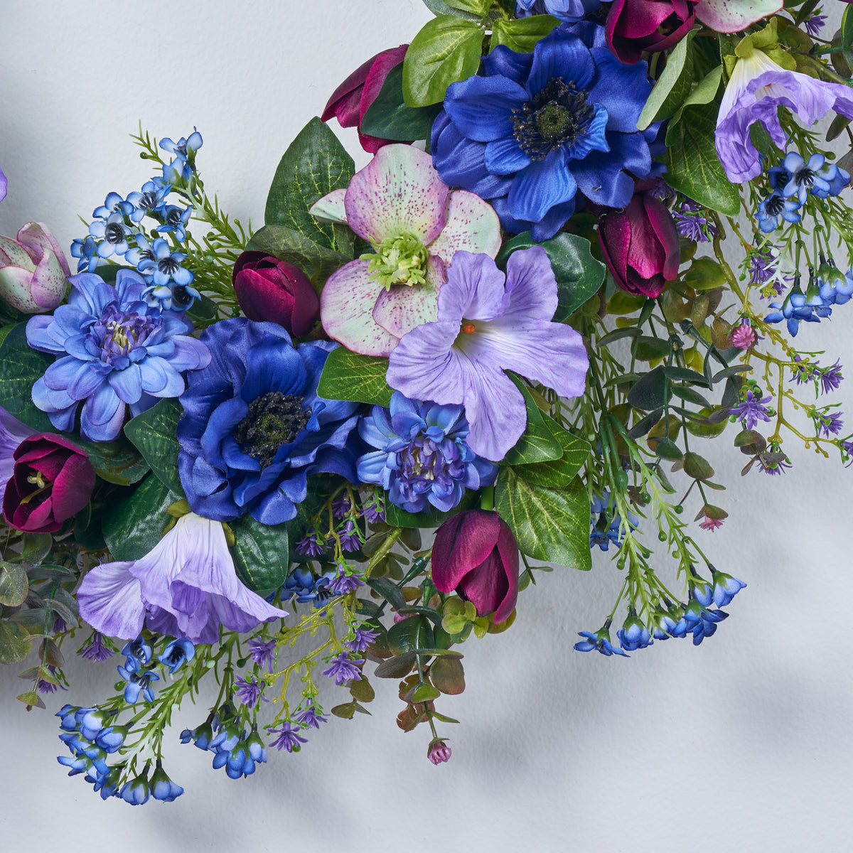 Indigo Dreamer Mixed Blue & Purple Faux Floral Spring Summer Front D