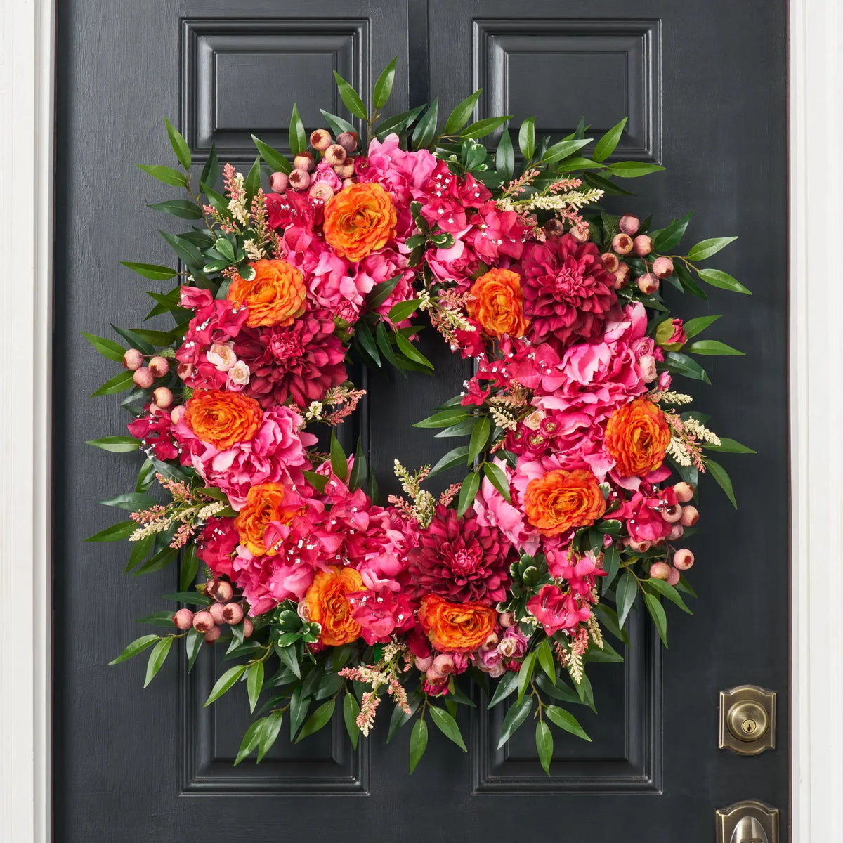 Faux Dahlia & Bougainvillea Wreath 24