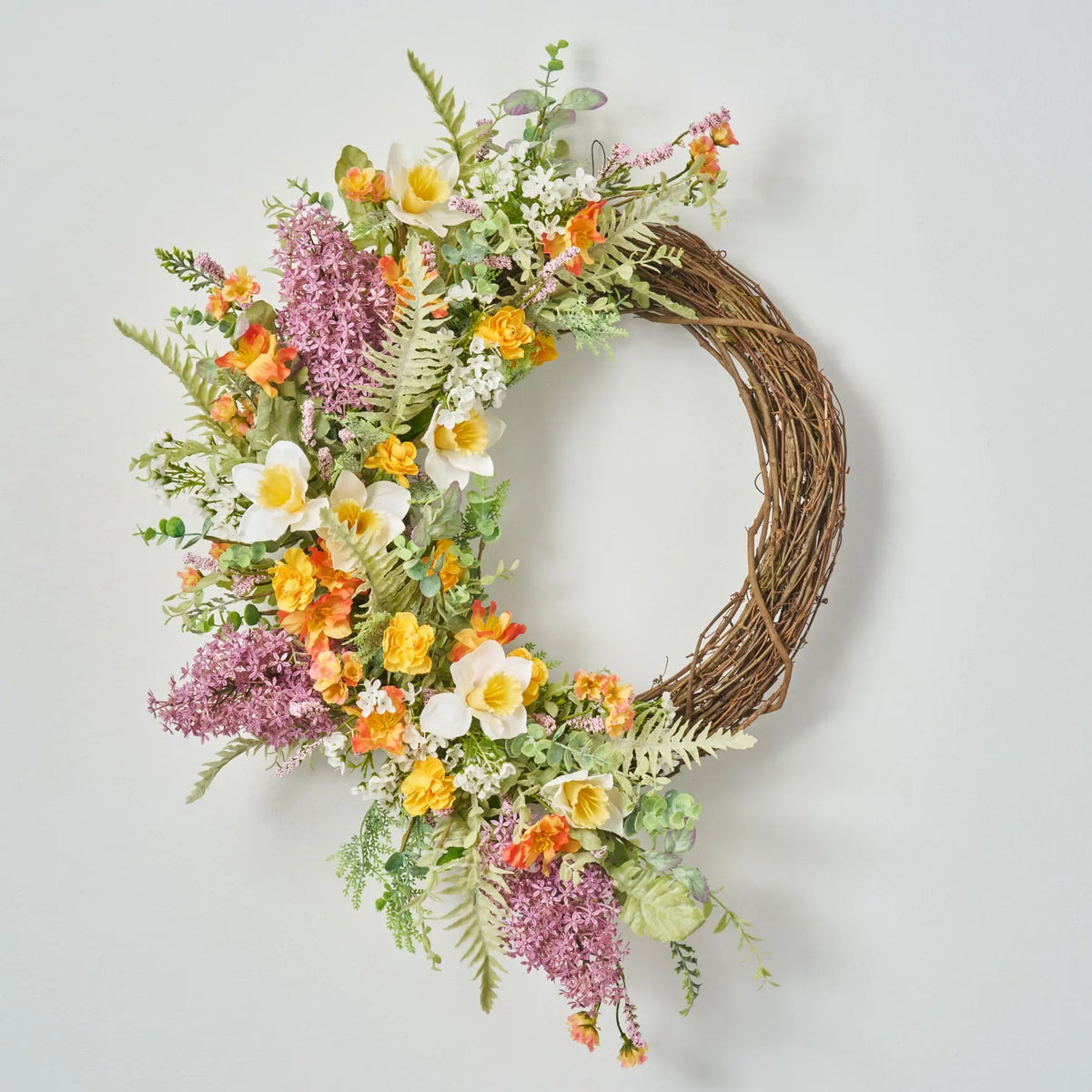 lavender flower wreath Lilac & Daffodil Garden Wreath - Handcrafted USA