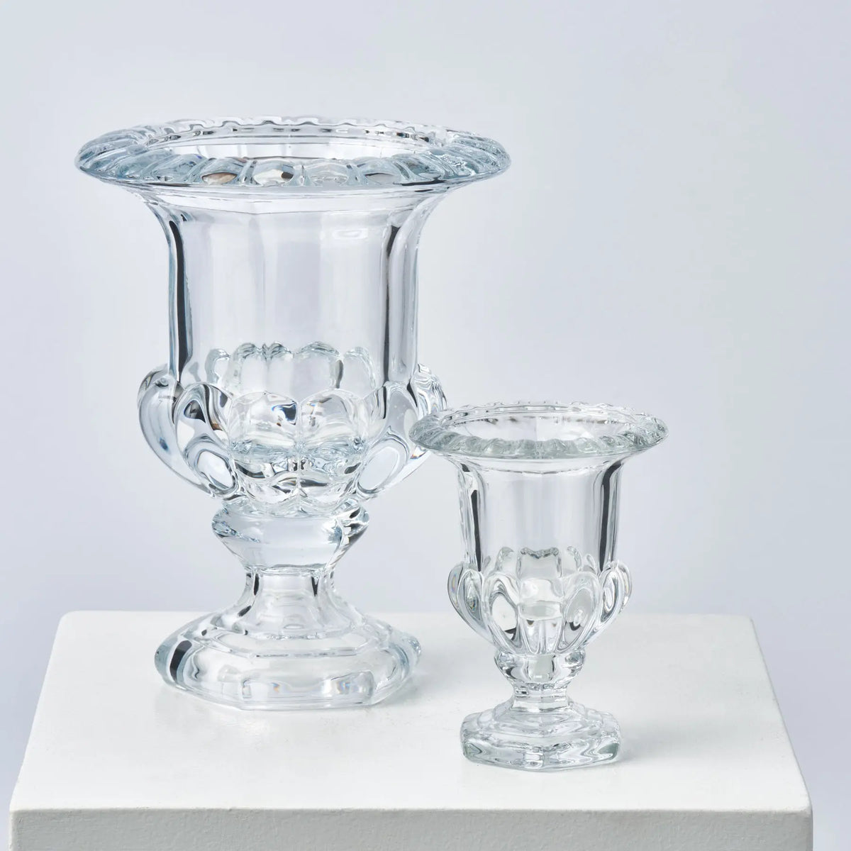 Large Beveled Glass Pedestal Vase - Elegant Decorative | Home Decor ...