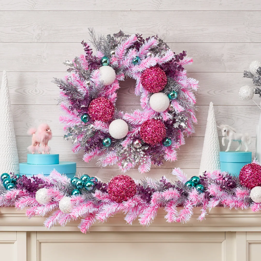 Pink shop christmas garland