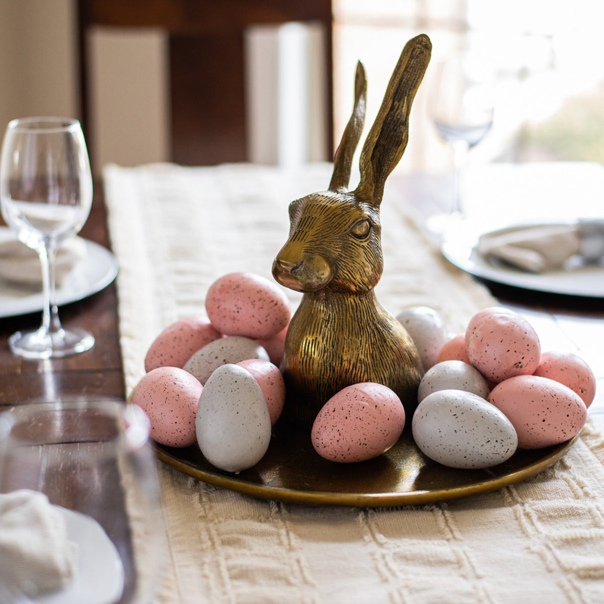 Rustic Farmhouse platter (melamine) Easter store and HTF bunny pitcher