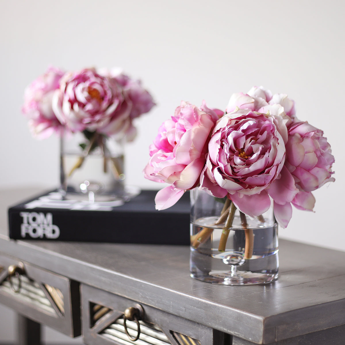 Real Touch Blush Pink Peonies Centerpiece with Pink Baby Breath – Flovery