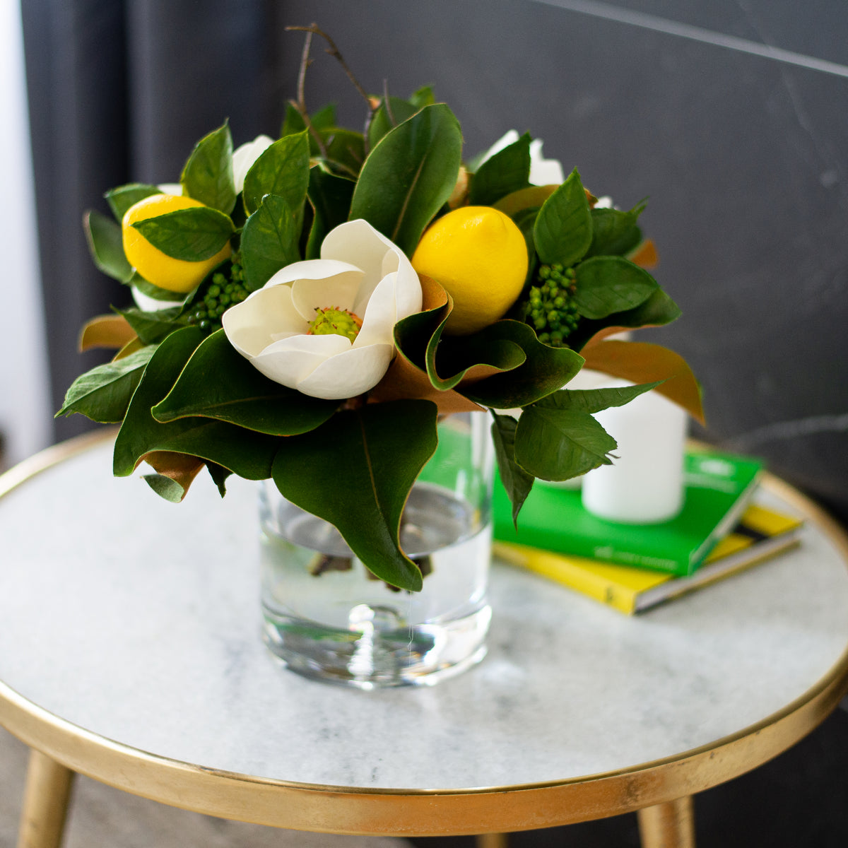 Lemon & Magnolia Blooms, Everyday Water Illusion Arrangement