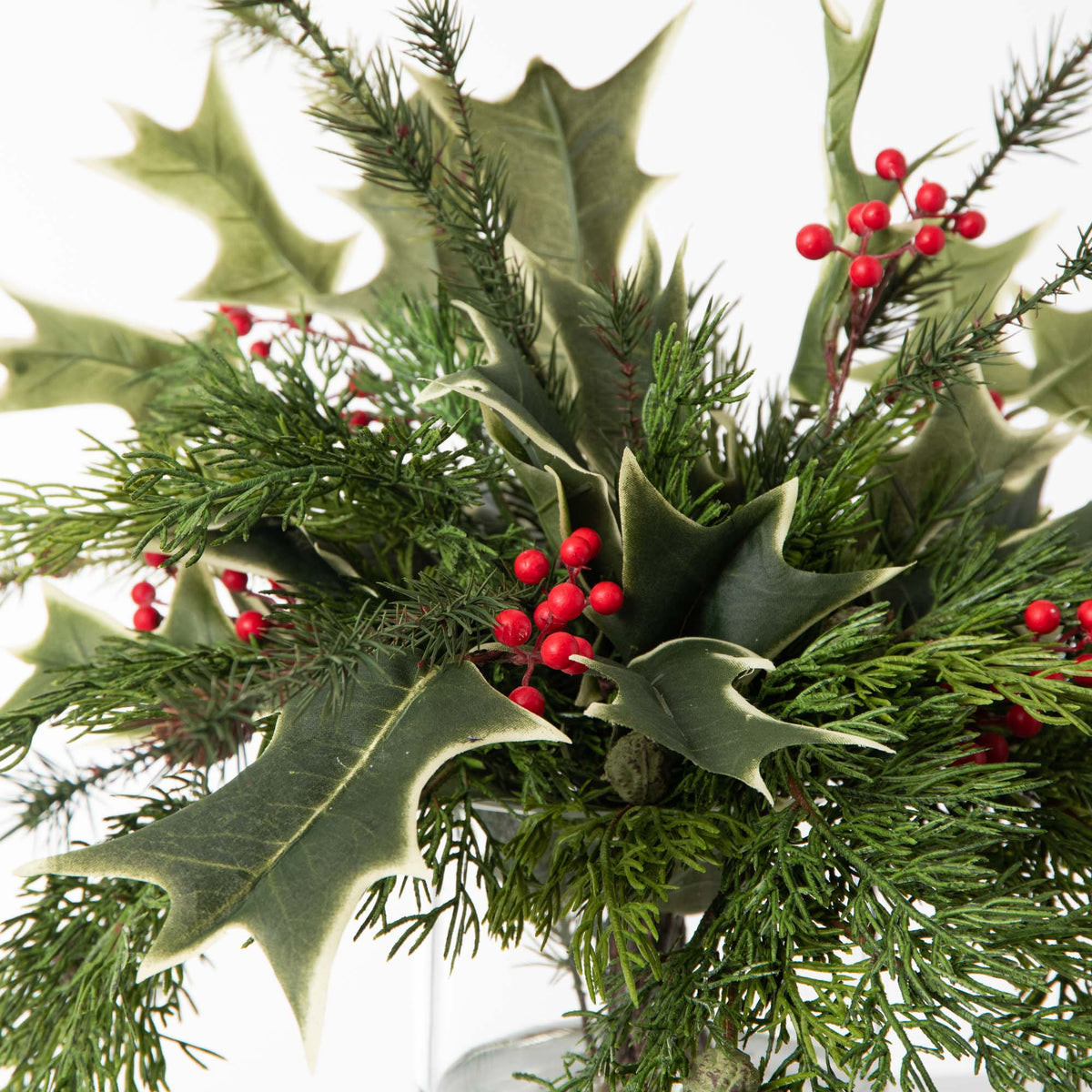 Wild Variegated Holly Berry Branches in Farmhouse Style Jug Vase Christmas  Holiday Water Illusion Arrangement