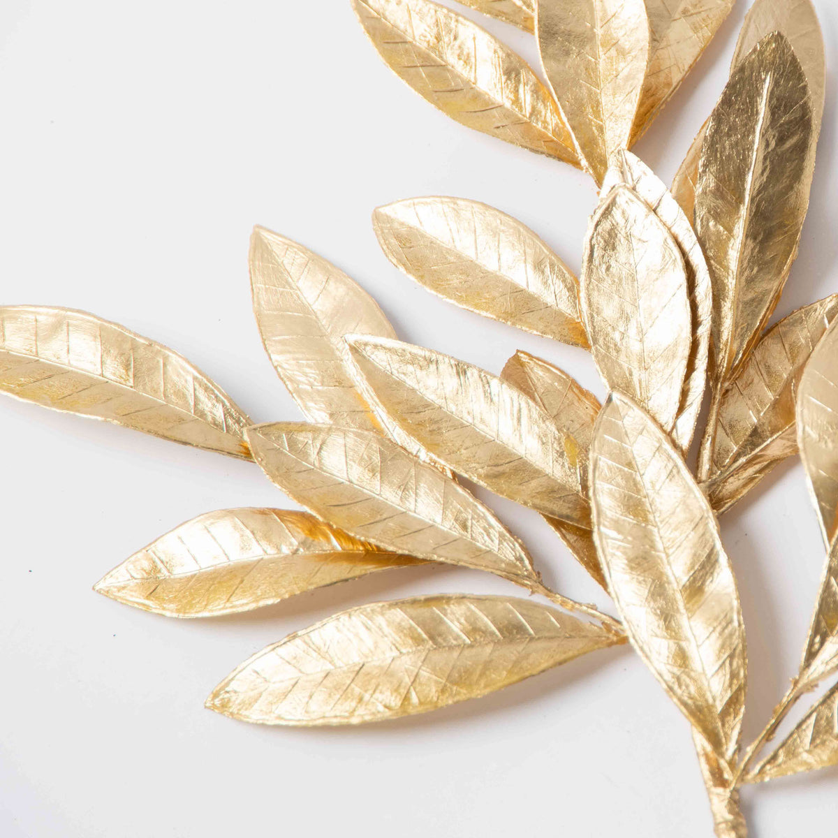 Faux Bay Leaf Spray in Metallic Gold - 24