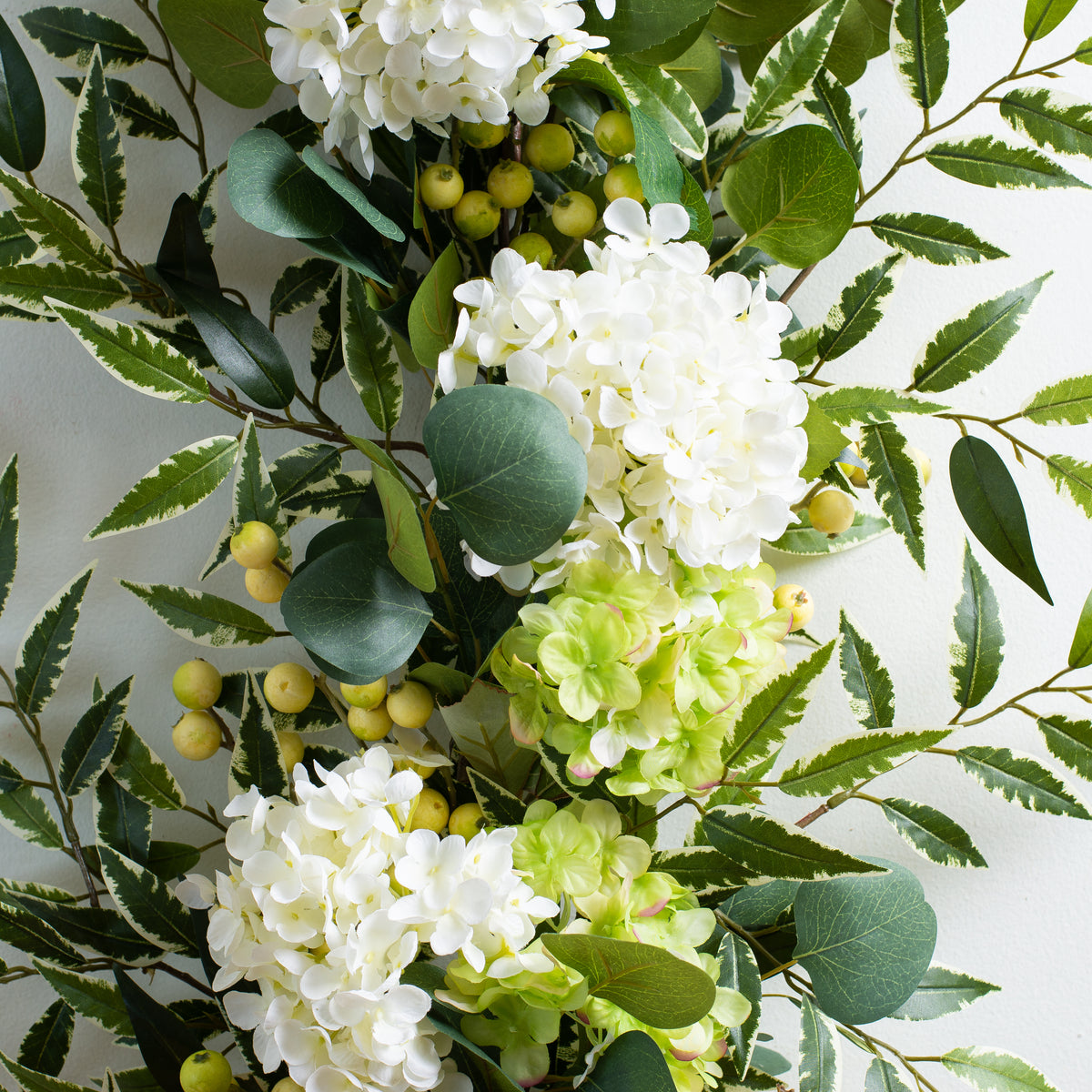 Nearly Natural 6 ft. Hydrangea Garland with White Roses