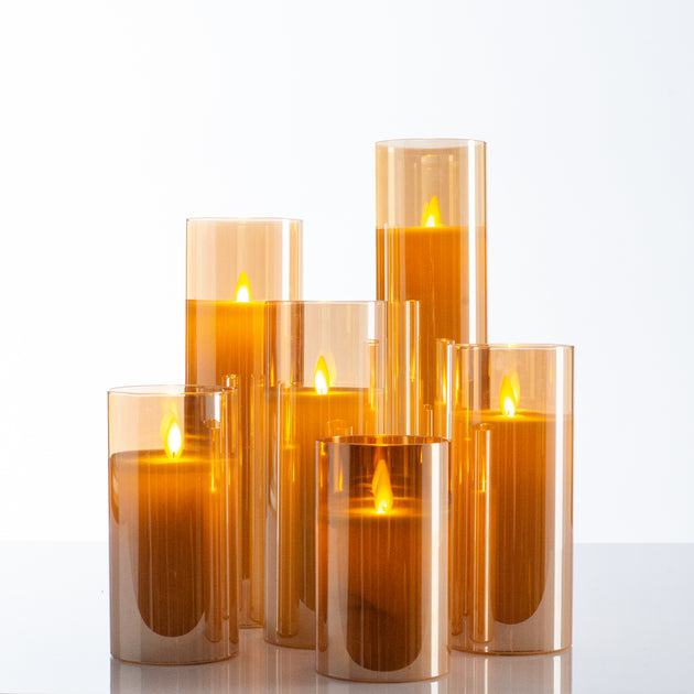 Flamelesscandles: 3.25 x 3 Inch Flat Top Birch Pillar Wax Wrapped Flameless  Pillar Candle