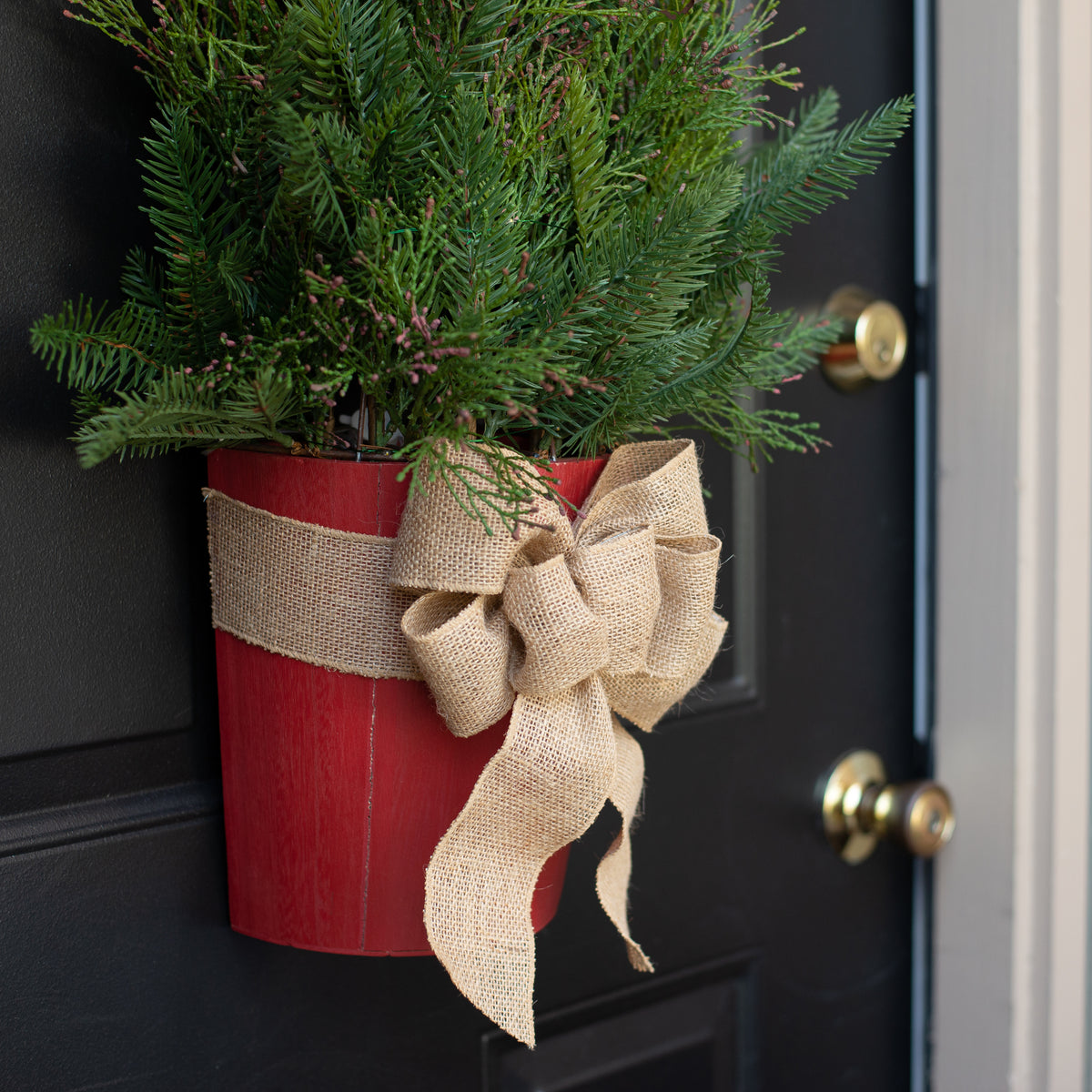 PreLit Flat Mixed Pine Hanging Christmas Tree Front Door Holiday Wrea