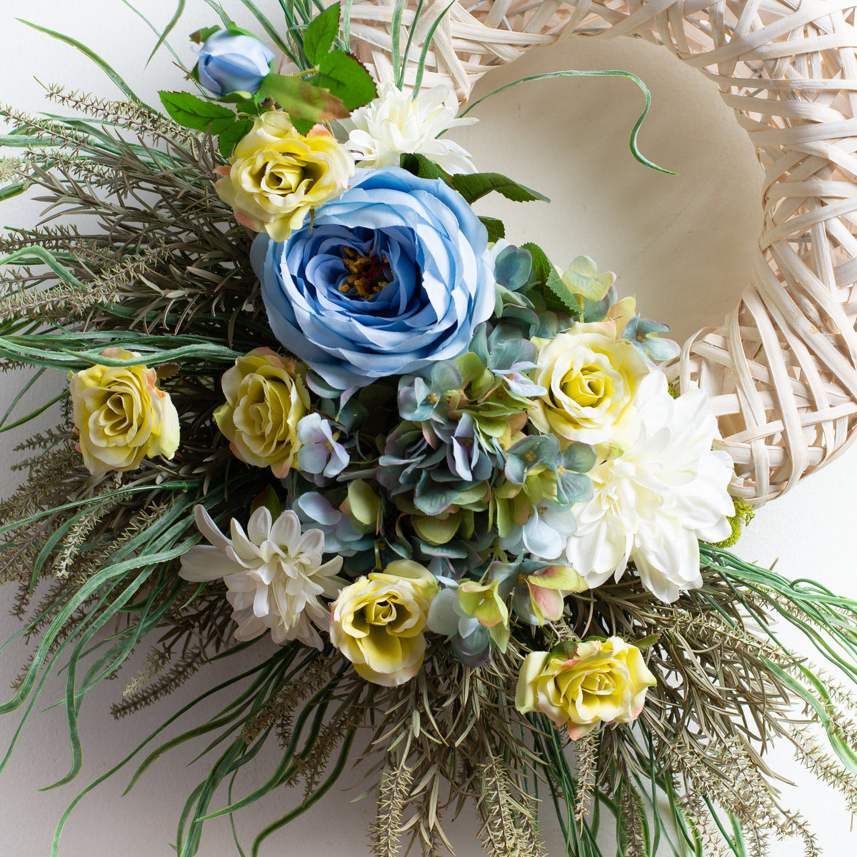 Blue & White Funeral Flower Wreath by Everyday Flowers