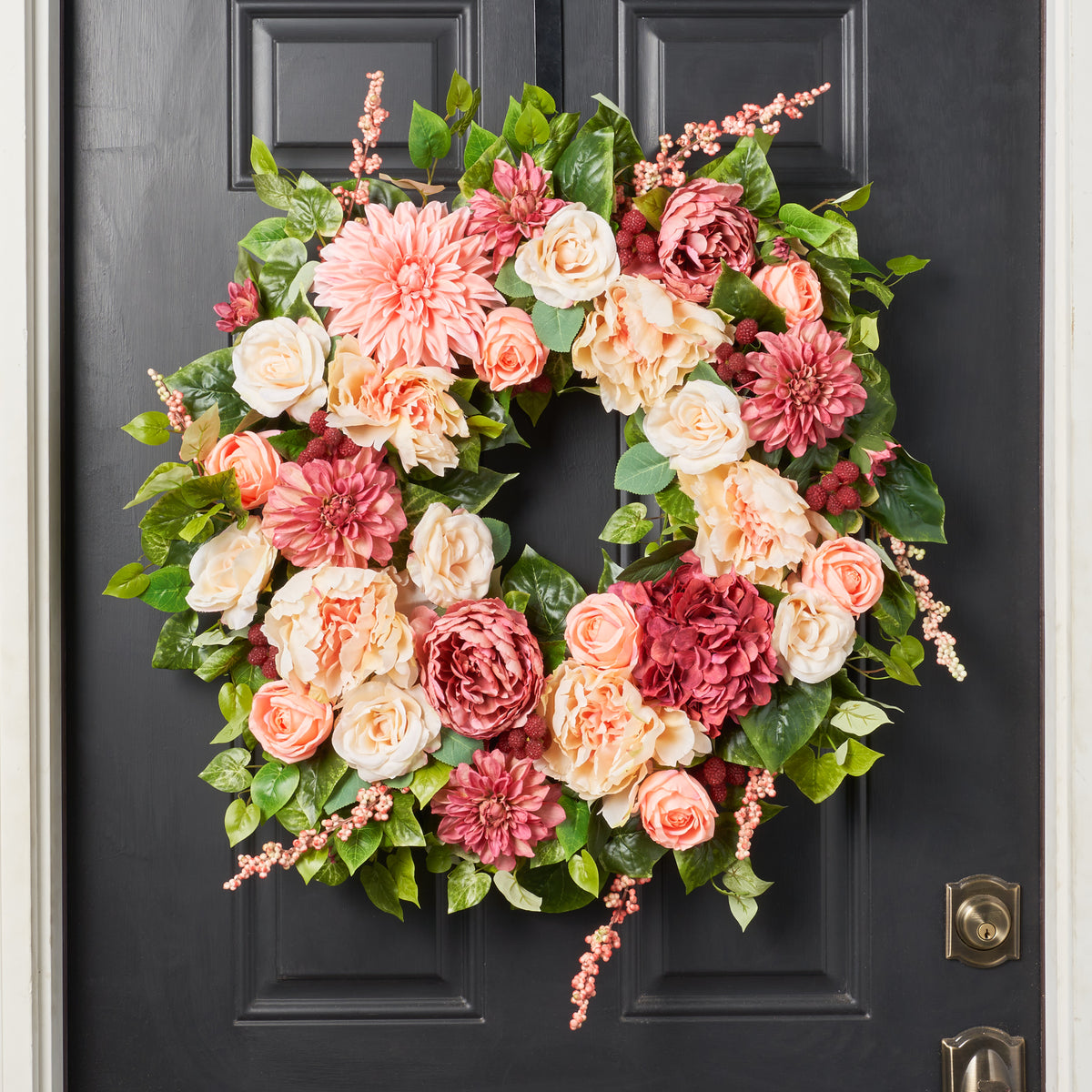 Heart-Shaped Peony Accent Faux Floral Wreath