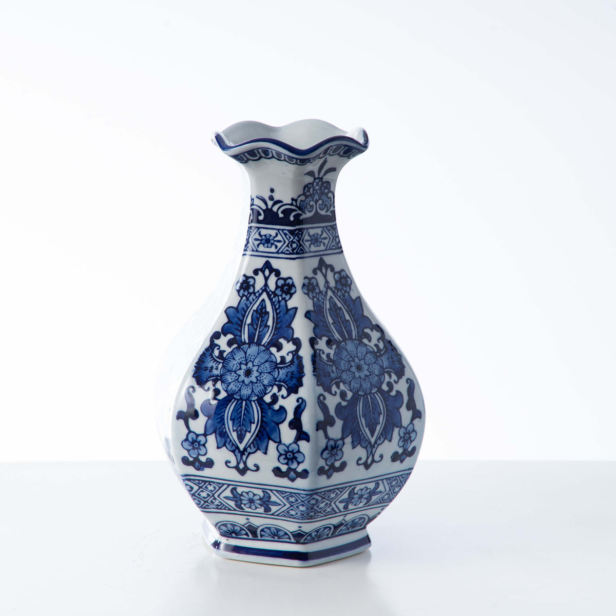 Blue & White Floral Porcelain Pear Shaped Vase Blue & White Floral Porcelain Pear Shaped Vase