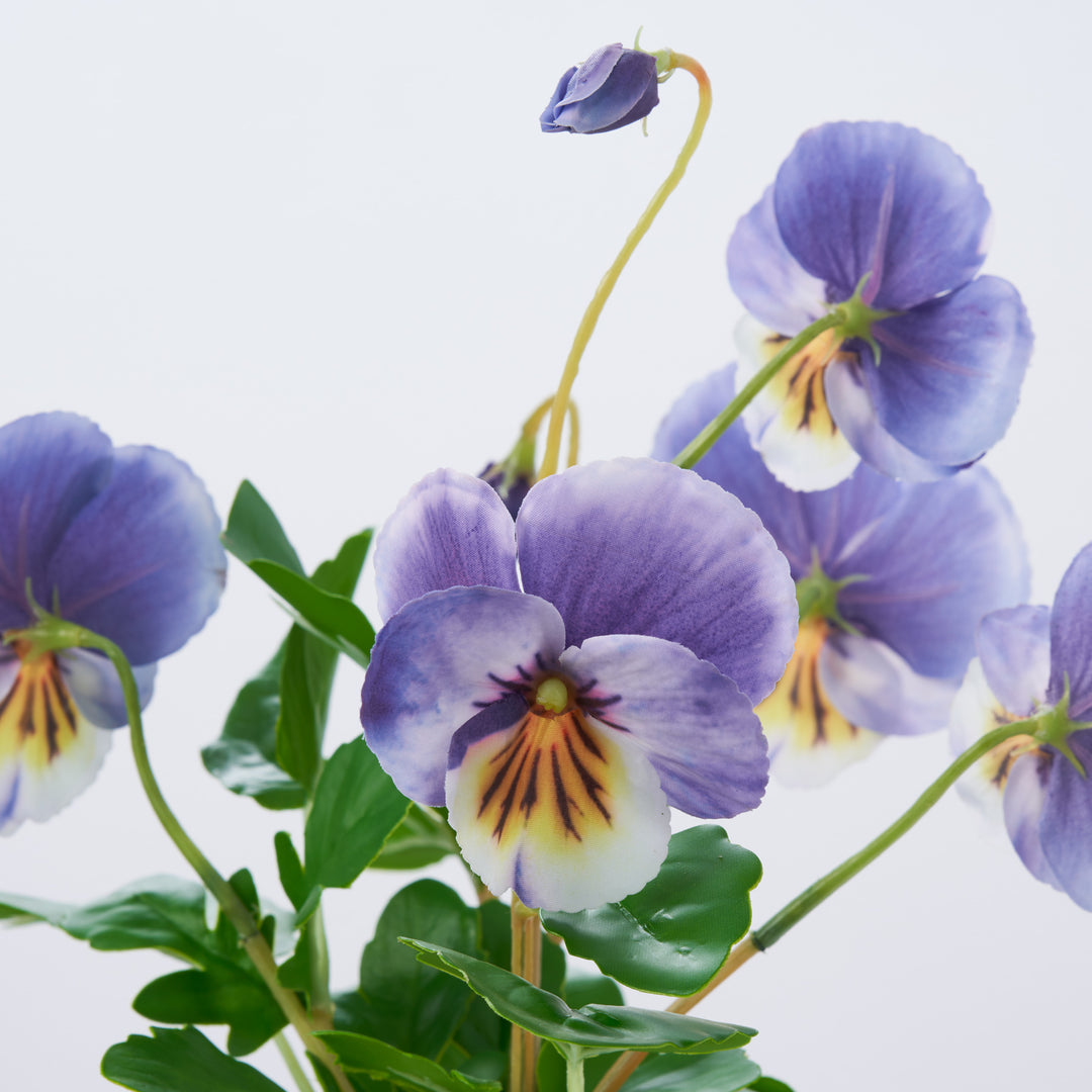 Lifelike Pansy Plant In Rattan Wrapped Vase Water Illusion