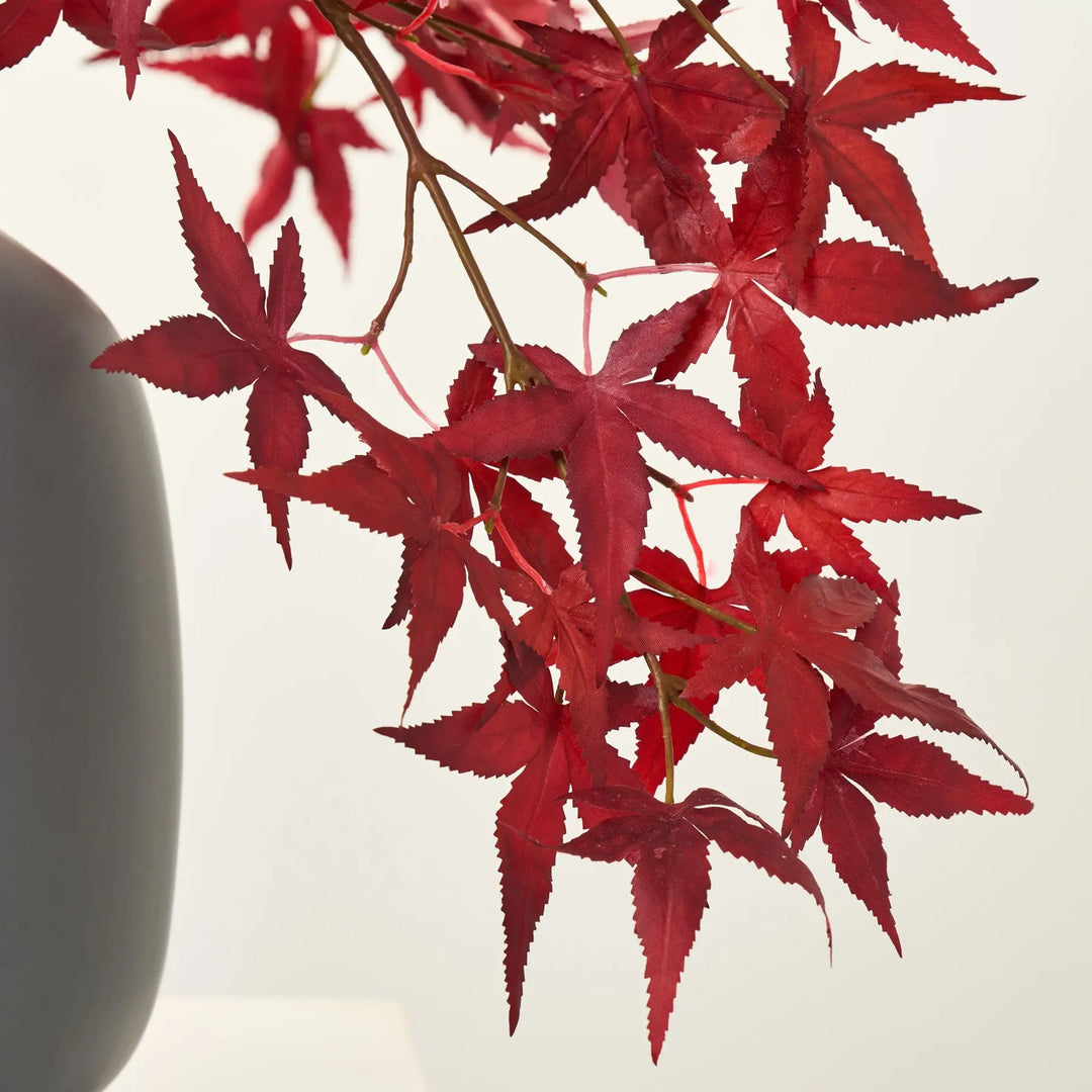 Red Japanese Maple Leaf Fall Tabletop Arrangement in Tall Matte