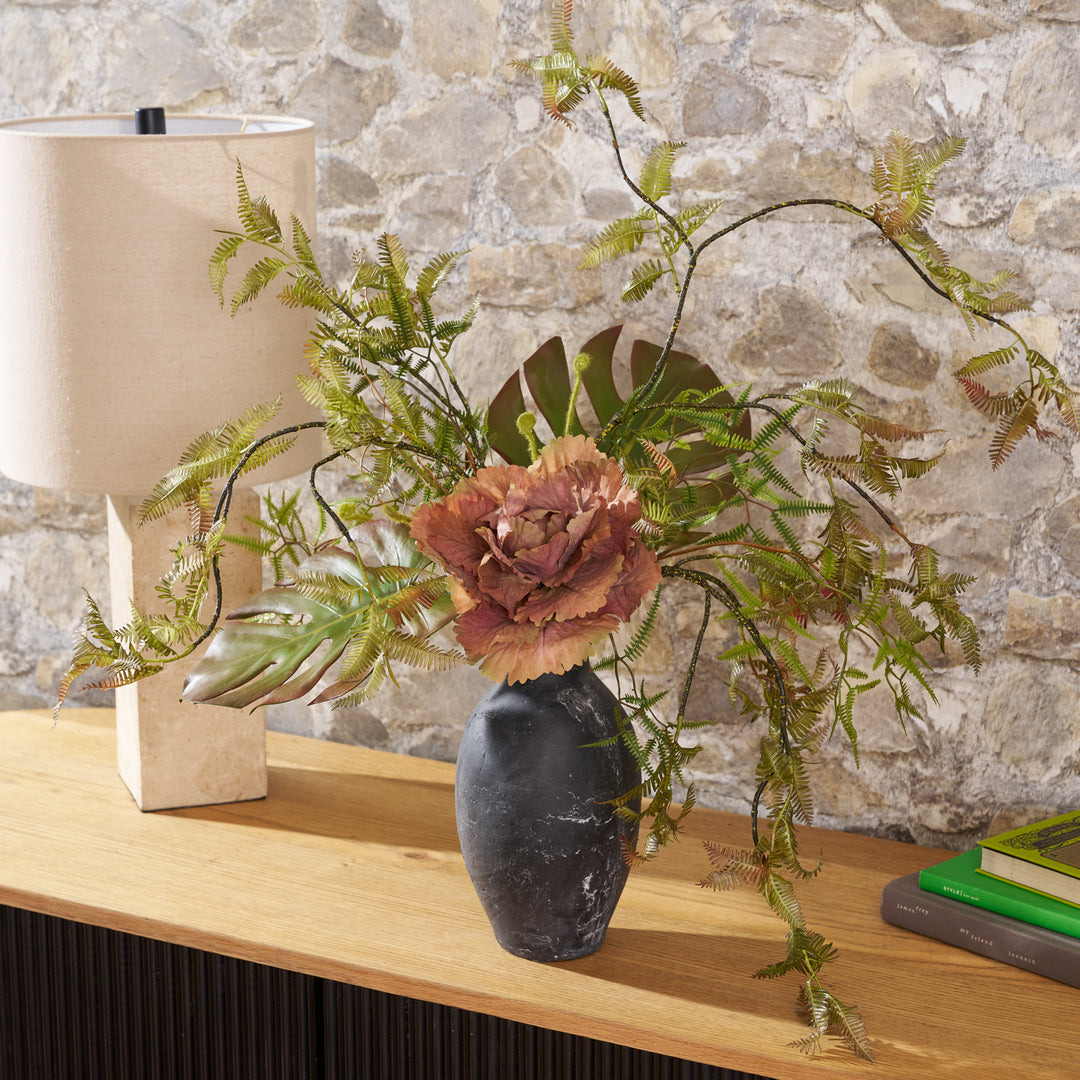 Wild Umber - Brown Kale Flower, Monstera Leaf & Jungle Fern in