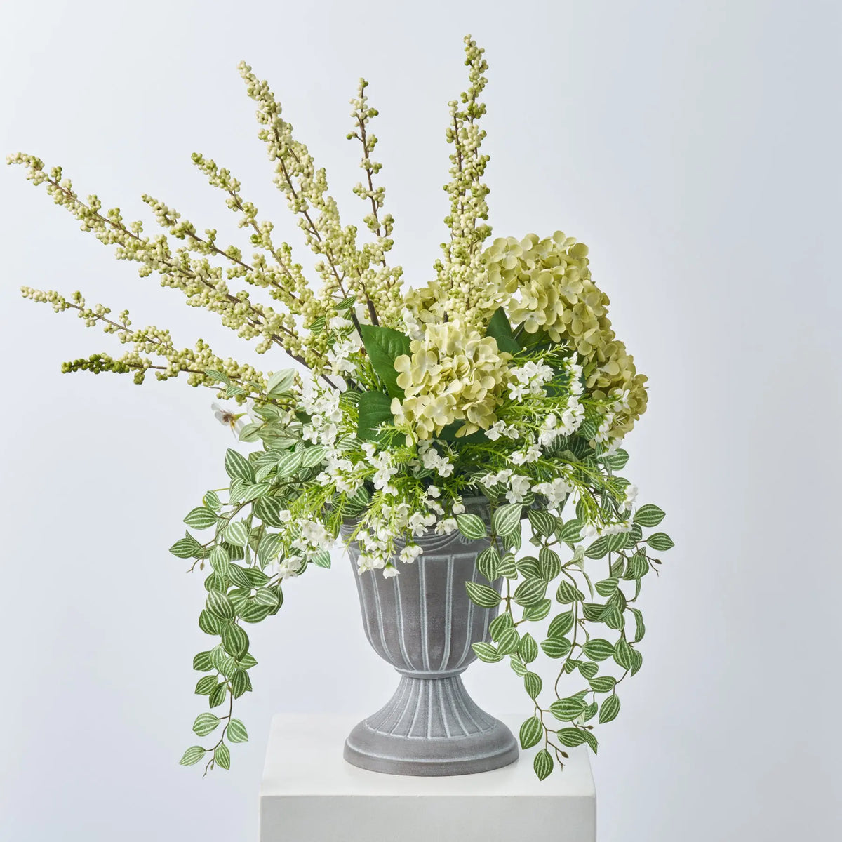 Morning Mist Spring Urn Arrangement - Handcrafted USA | Green Hydrangea ...