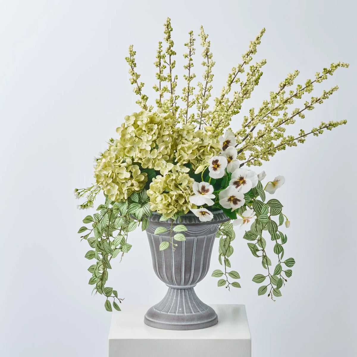 Morning Mist Spring Urn Arrangement - Handcrafted USA | Green Hydrangea ...
