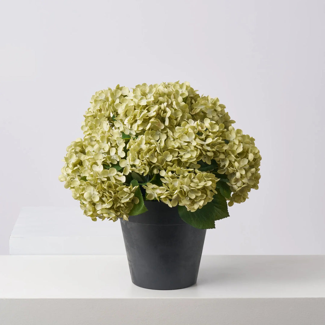 Green Faux Hydrangea Bush Spring Summer Urn Filler