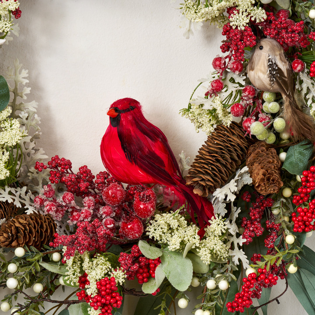 Season's Greetings Red Bird Christmas Wreath, Christmas Red Bird Wreath, Christmas Decor, Winter Red Bird Wreath, Front Door online Wreath