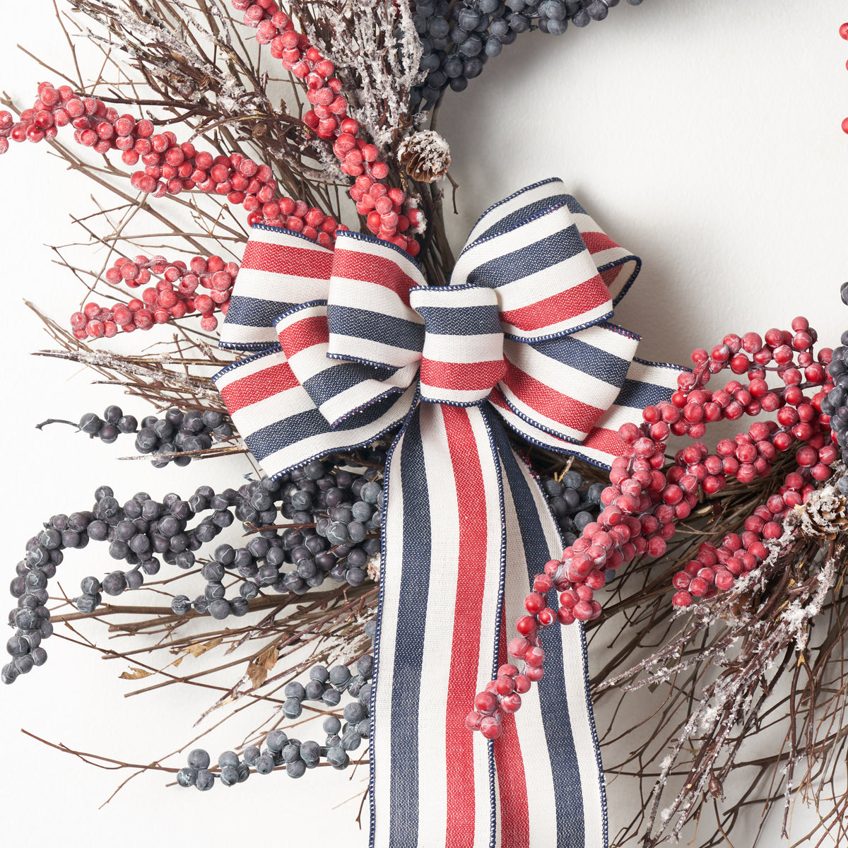 Patriotic Weathered Cluster Berry & Twig Front Door Americana Wreath ...