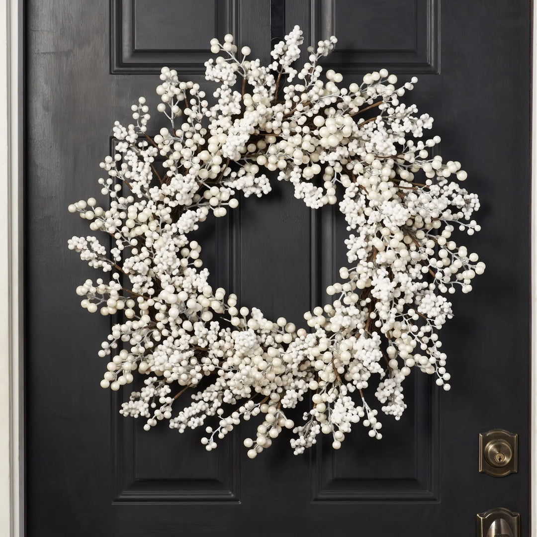 Waterproof Winter White Pearl Berry Christmas Holiday Front Door