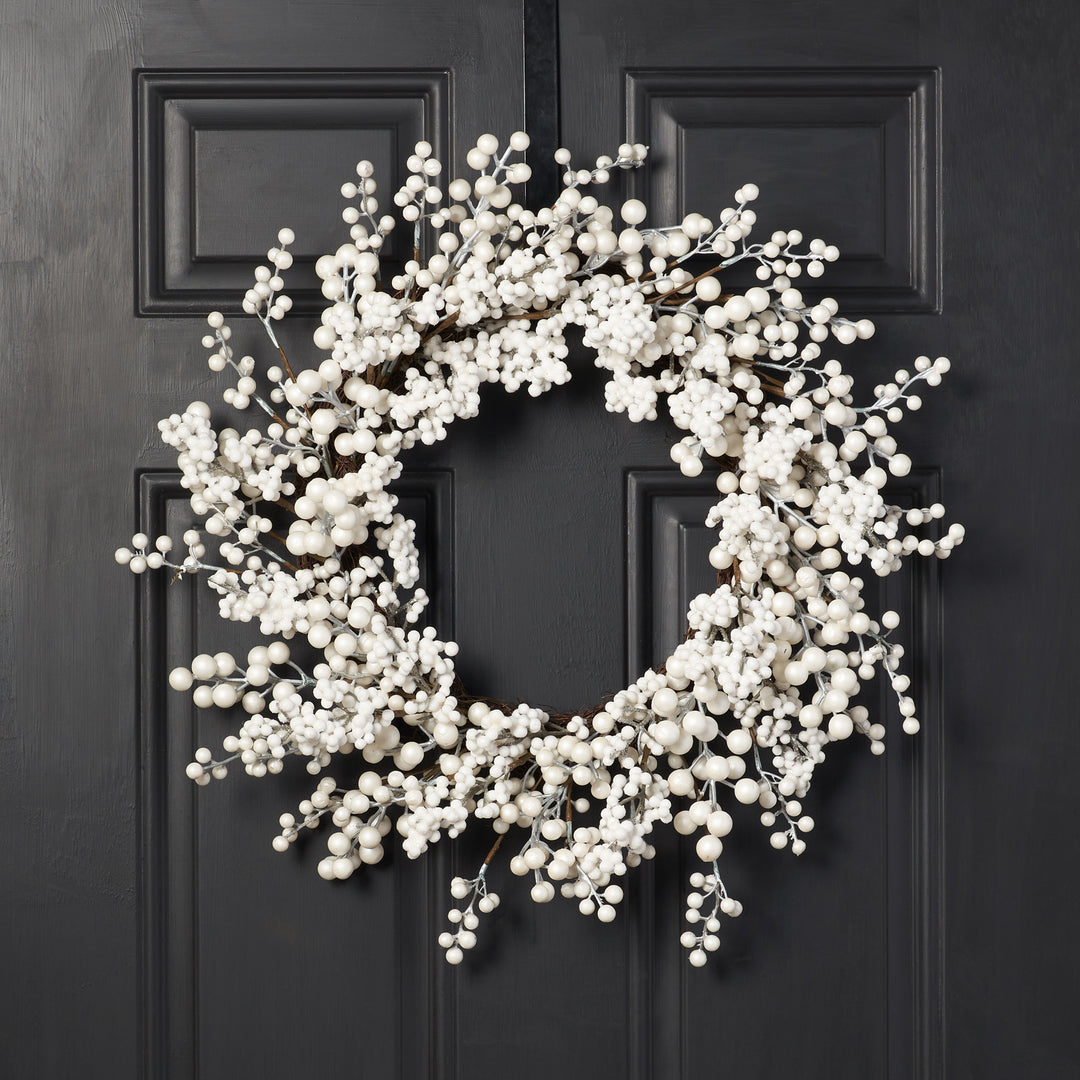 Waterproof Winter White Pearl Berry Christmas Holiday Front Door