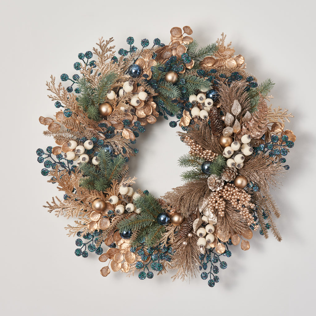 Iced Winter Pine & Eucalyptus with Country Twig Shimmering Holiday