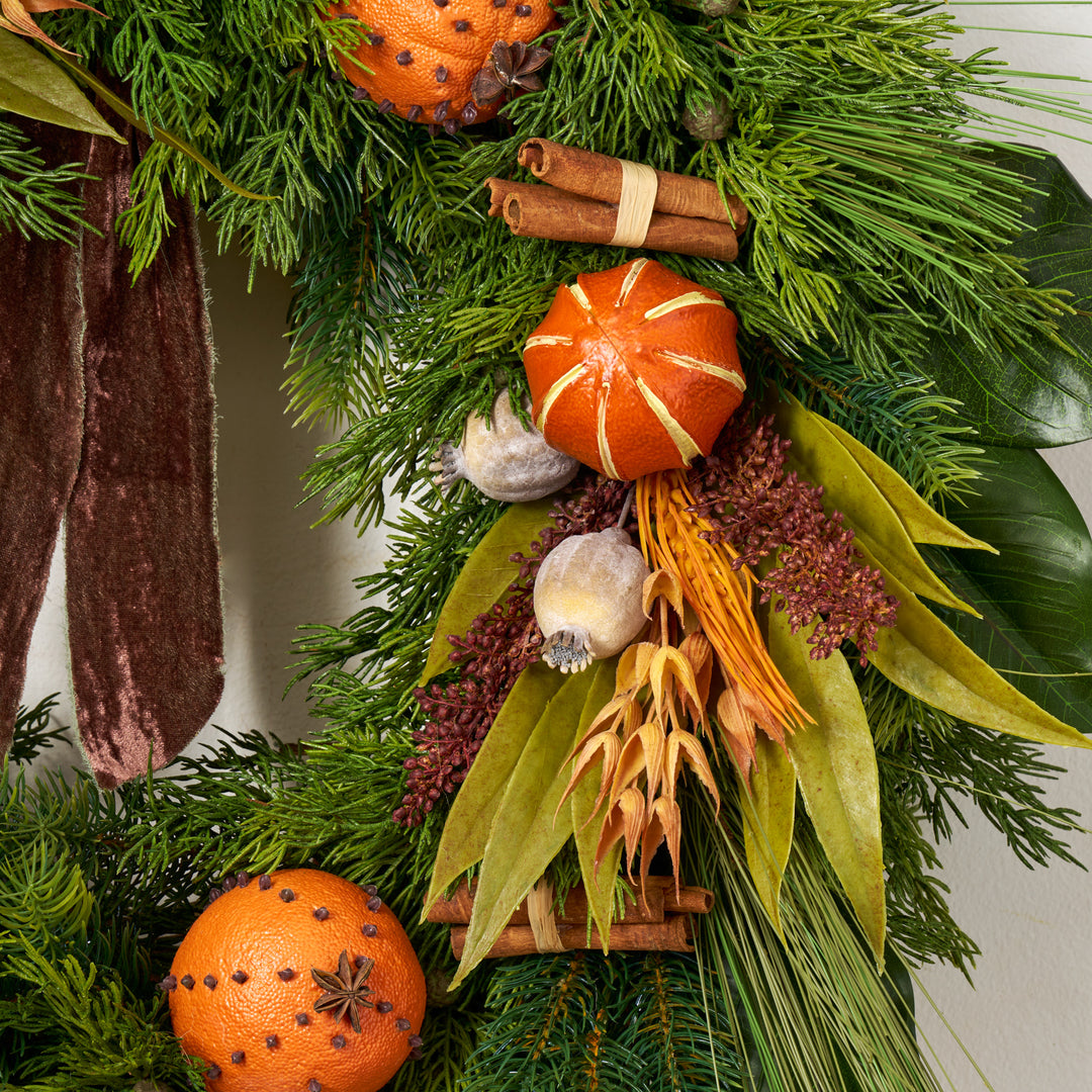 Citrus Spice Christmas Front Door Wreath Winter Mantel Decor