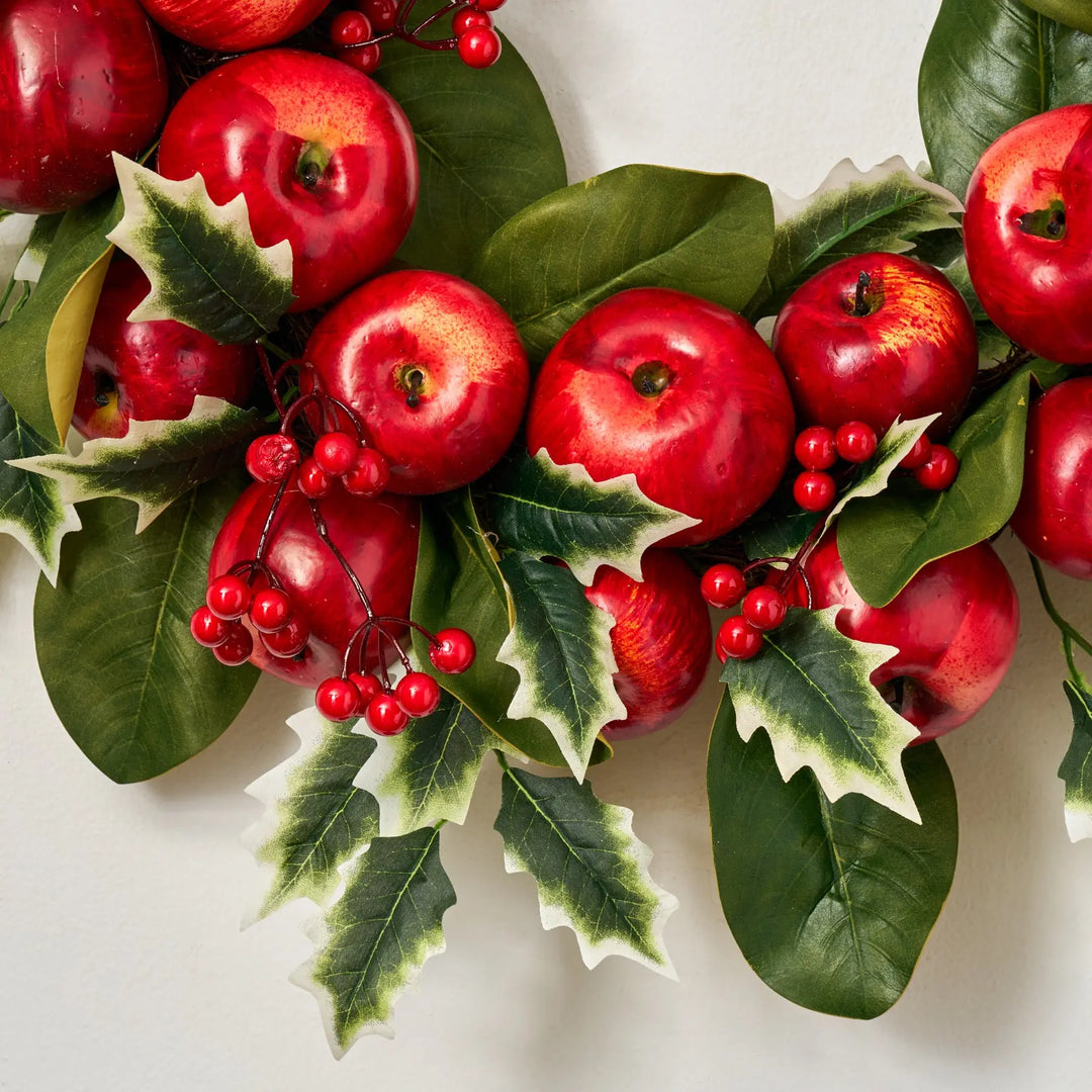 Winter Candy Apple - Red Apple, Holly Berry & Magnolia Leaf Front