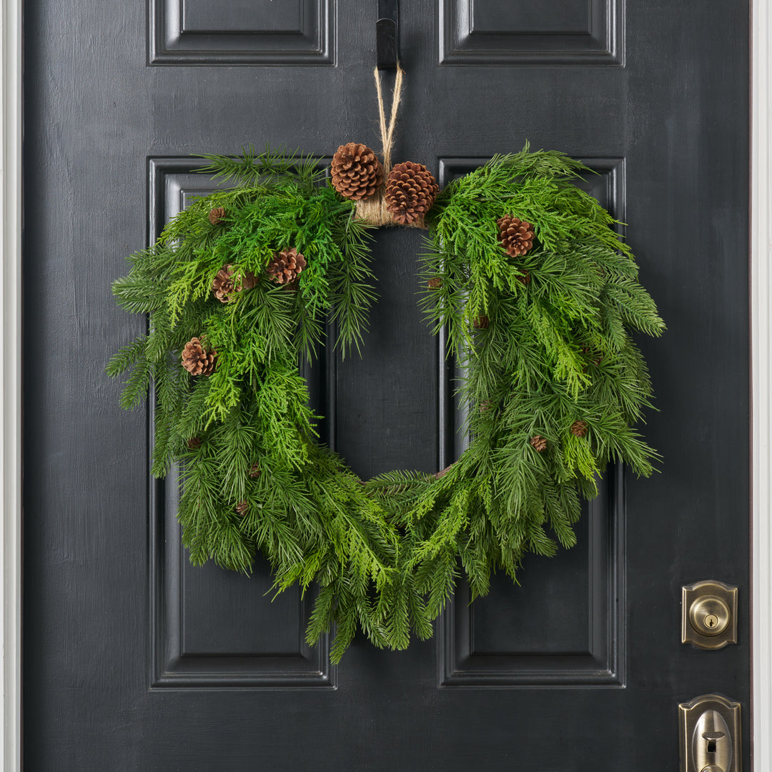 Evergreen Natural Touch Mixed Greenery & Pinecone Holiday Winter
