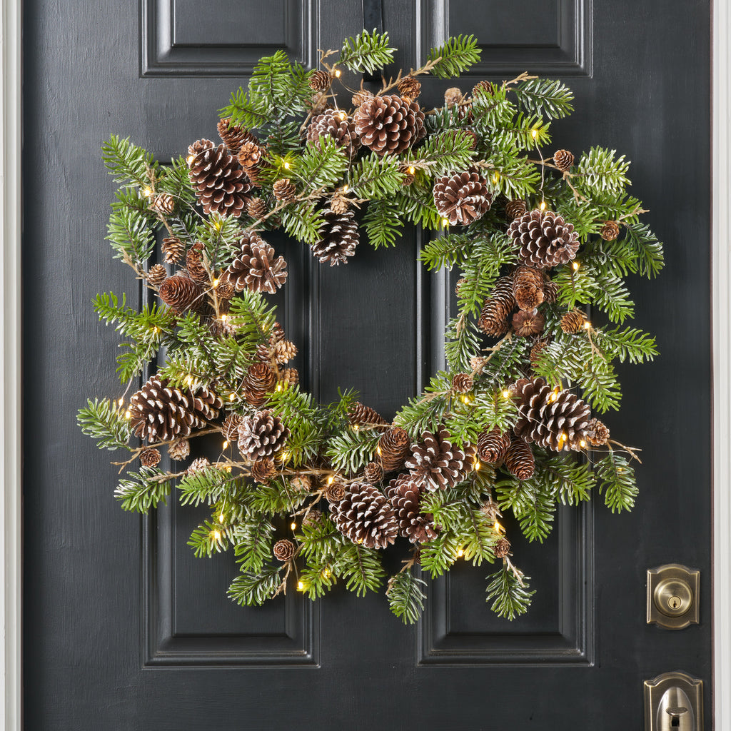 Norway Spruce Wreath - Pre-Lit Christmas Front Door Decor – Darby