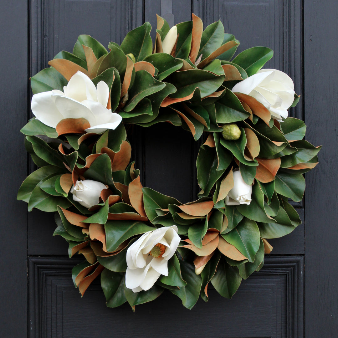 Everyday wreath for front door, magnolia wreath, magnolia decor, yearround hot wreath, front porch decor, gift for her, housewarming gift idea