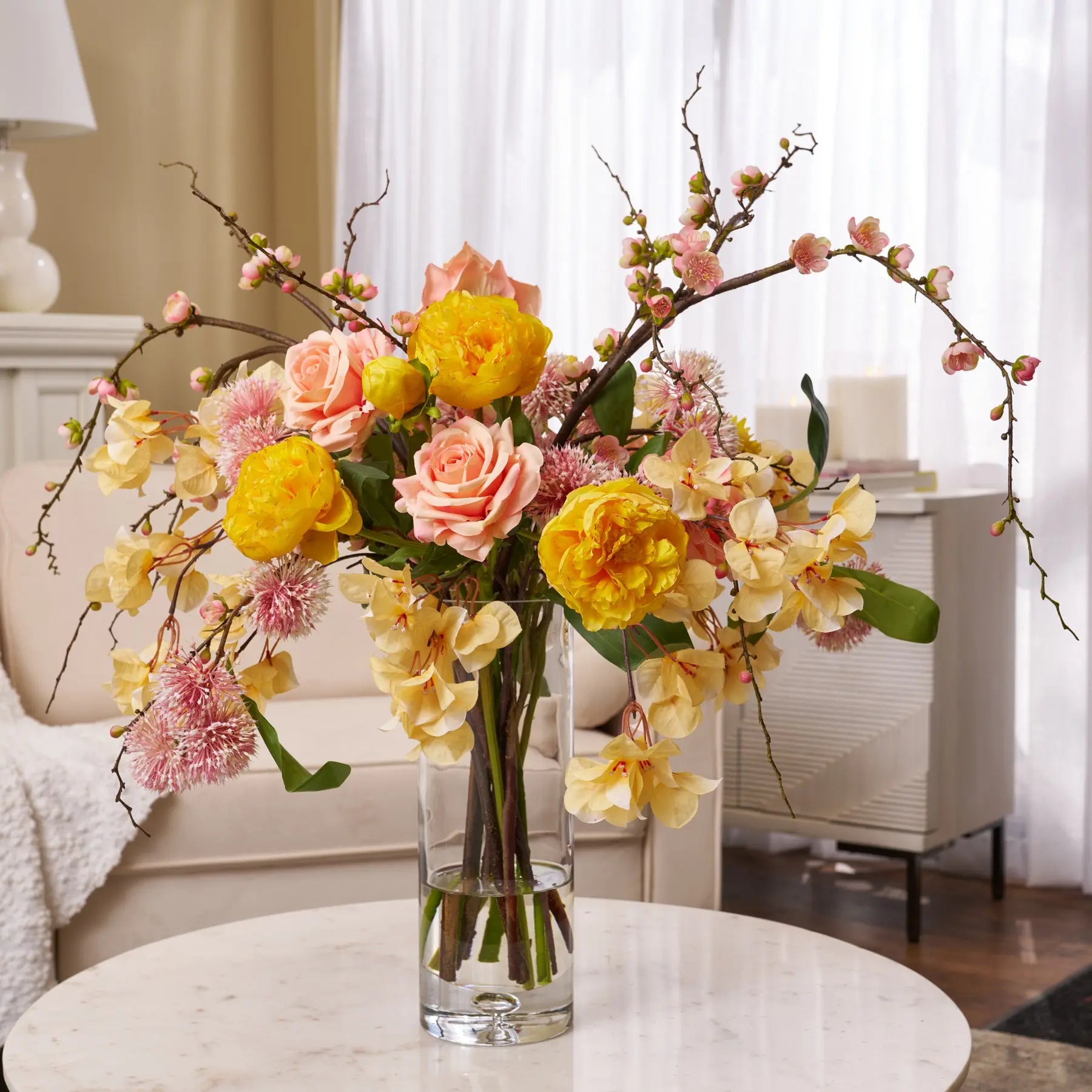 Spring Reverie Spring Reverie - Yellow Peony, Pink Cherry Blossom, Coral Rose ...