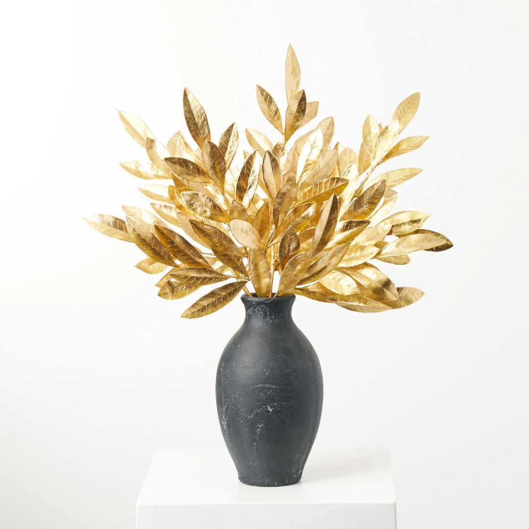 Metallic Gold Bay Leaf Pick Spray Faux Christmas Stem - Darby